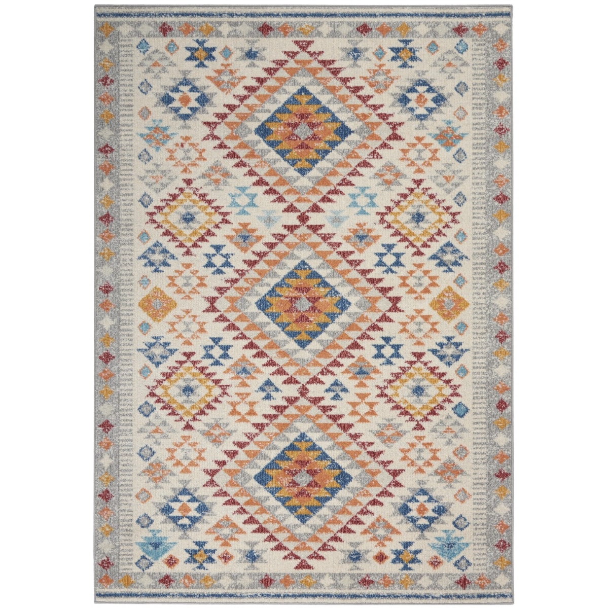 HomeRoots 4000385816 5 x 7 (ft) Polypropylene Ivory Multi Rectangular Indoor Geometric Area rug