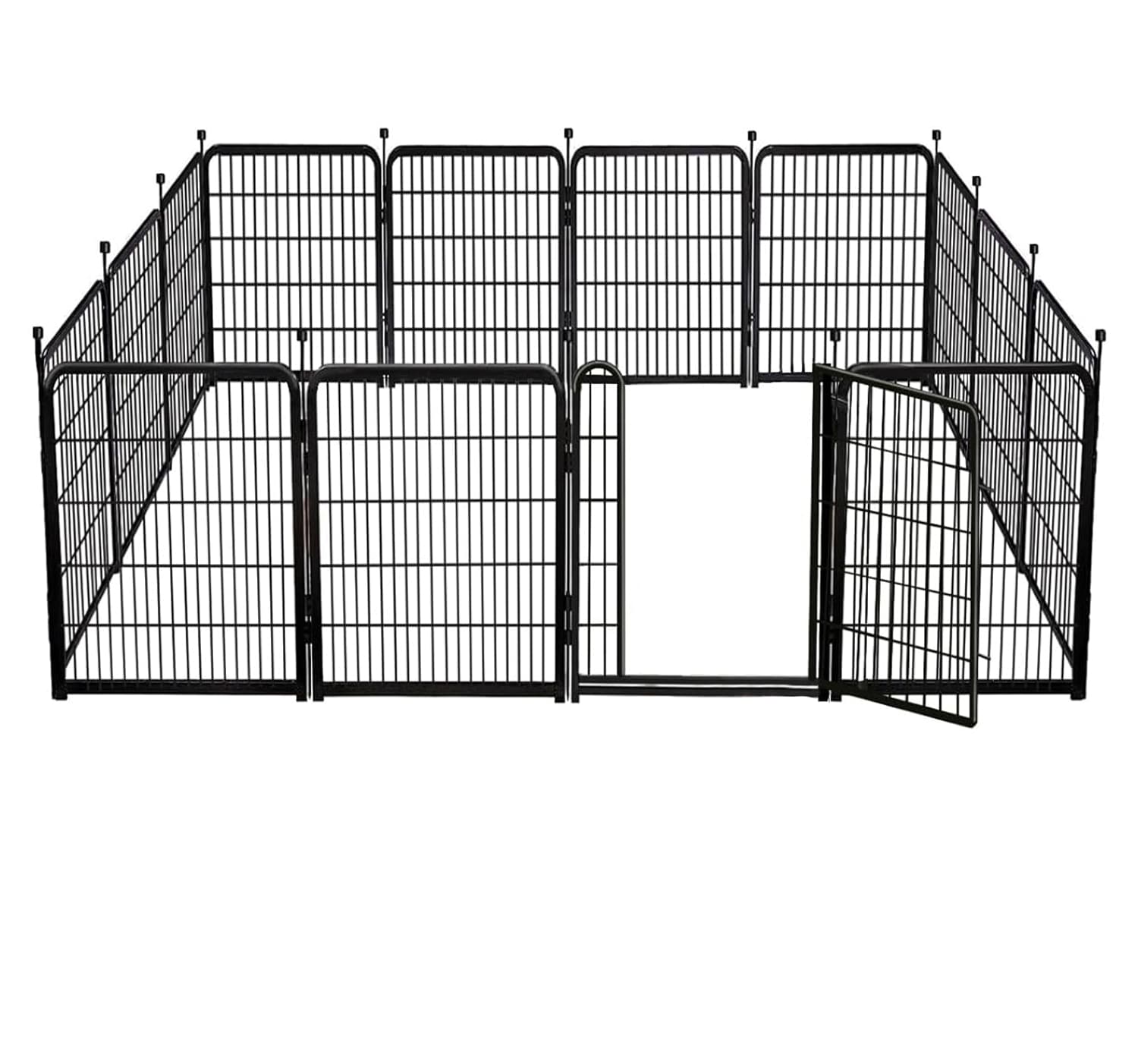 Etokfoks  32 in High Galvanized Metal Garden Fence 12 Panels 26 6 ft Long Dog Fence with 21 in Wide Gate Animal Barrier