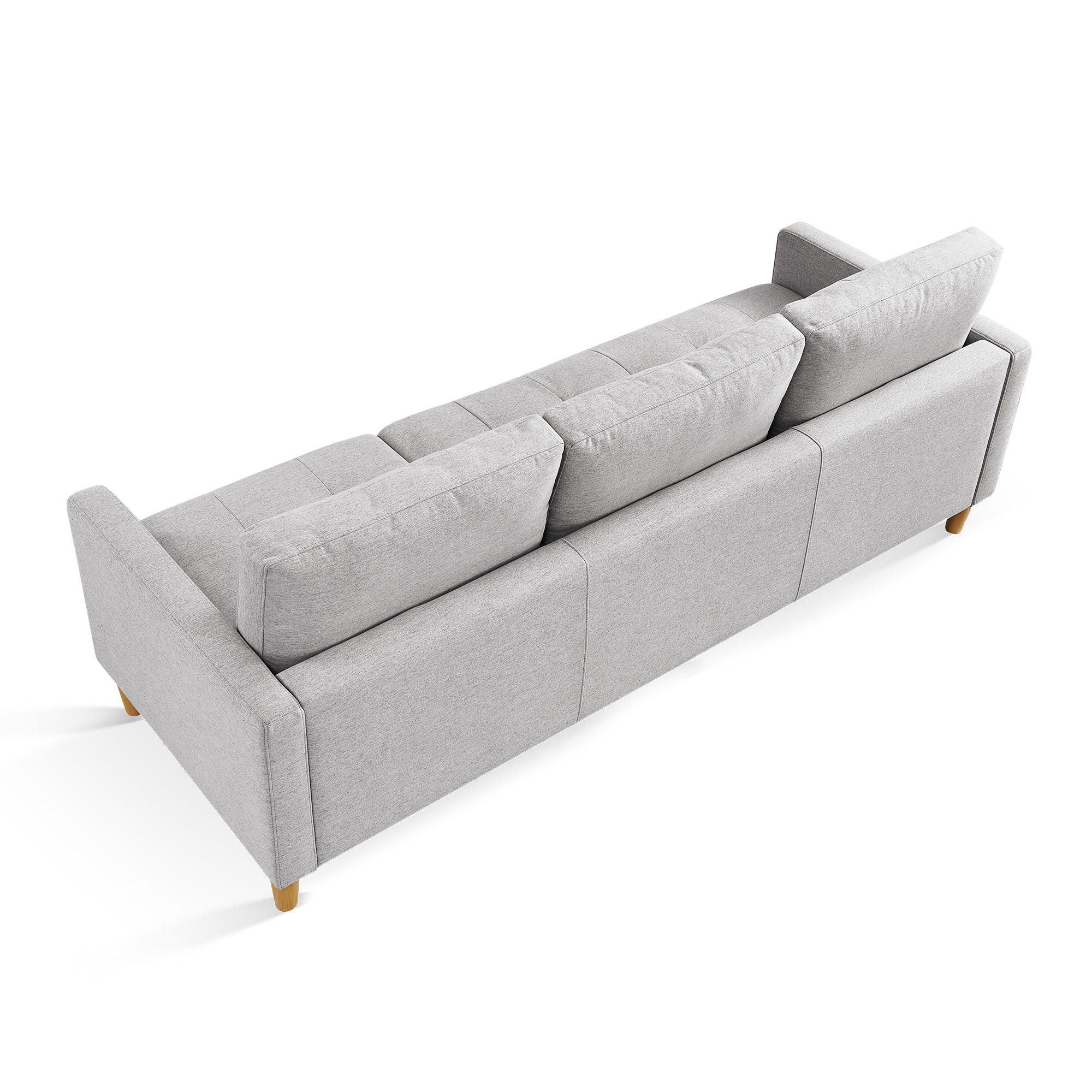 Light Grey Tufted Velvet Two Piece Sectional Sofa with Ottoman