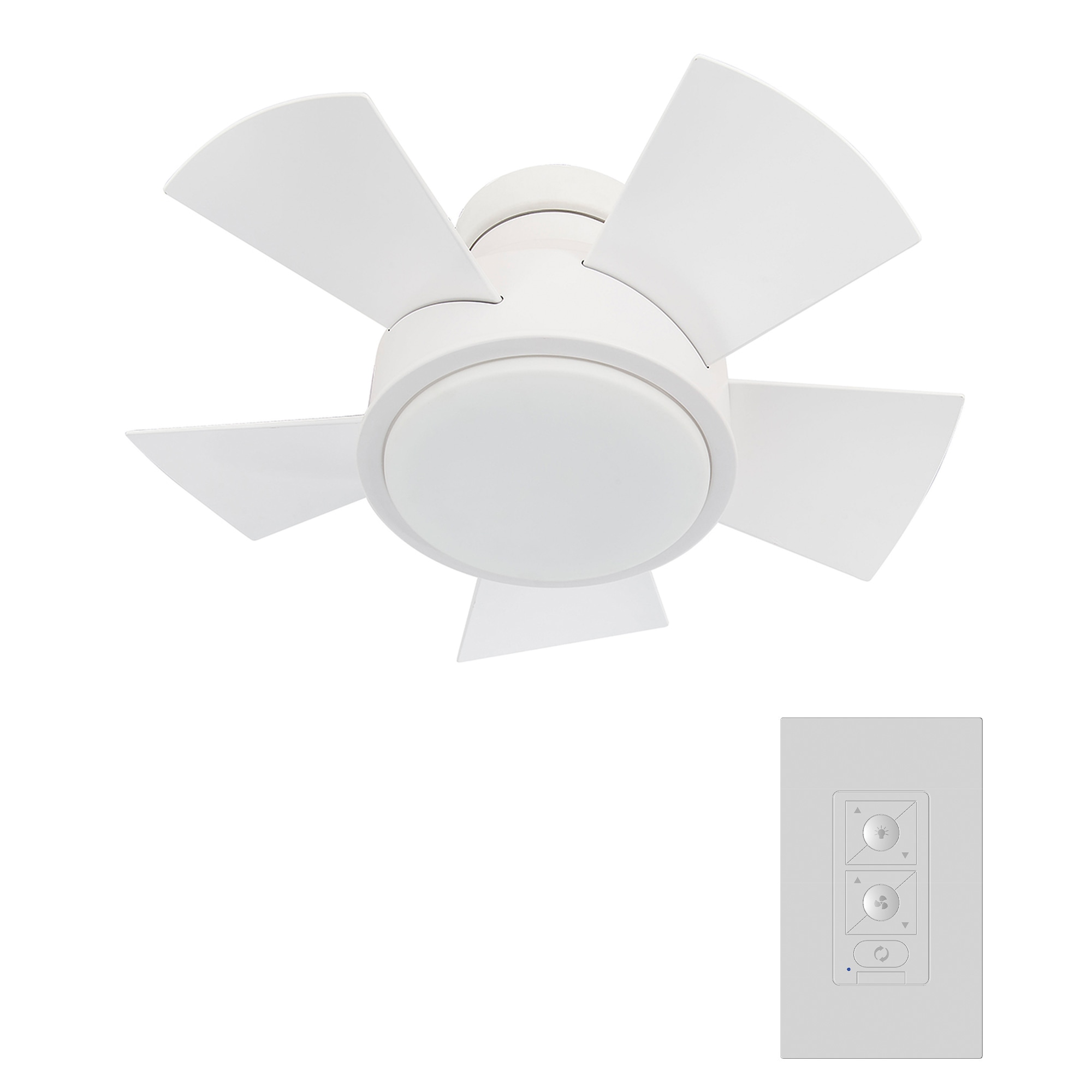 Modern Forms Vox 26-in Matte White Integrated LED Indoor/Outdoor Flush Mount Smart Ceiling Fan with Light and Remote (5-Blade) FH-W1802-26L-MW Sansujyuku sansujyuku.com