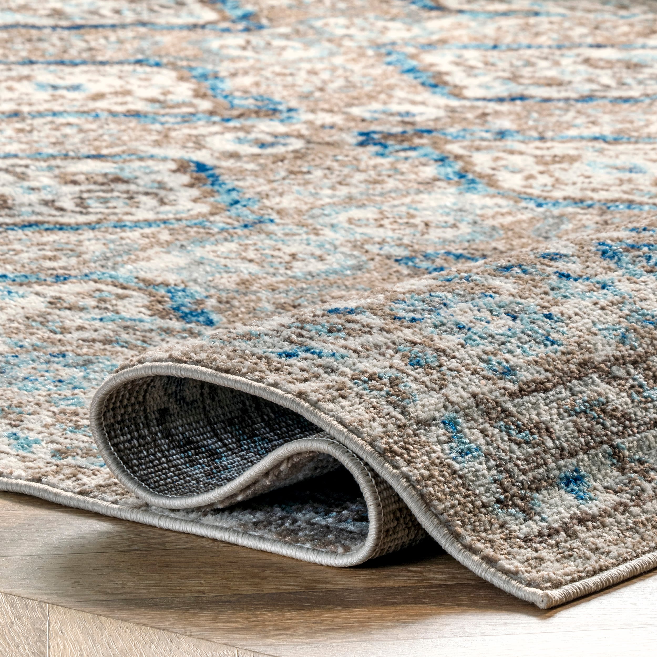 Reversible Blue Diamond 3'x5' Easy-Care Synthetic Area Rug