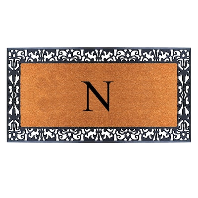 A1 Home Collections Natural Coir Doormat for Outside Entrance Anti-Shed Treated Front Door Mat 30 in x 60 in Monogrammed
