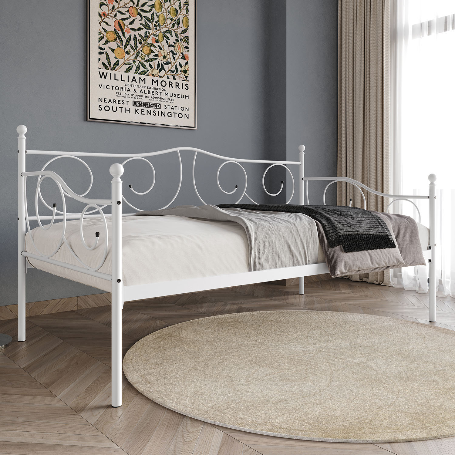 CasePiece CMD039T-WT-MT White Twin Metal Daybed Bed