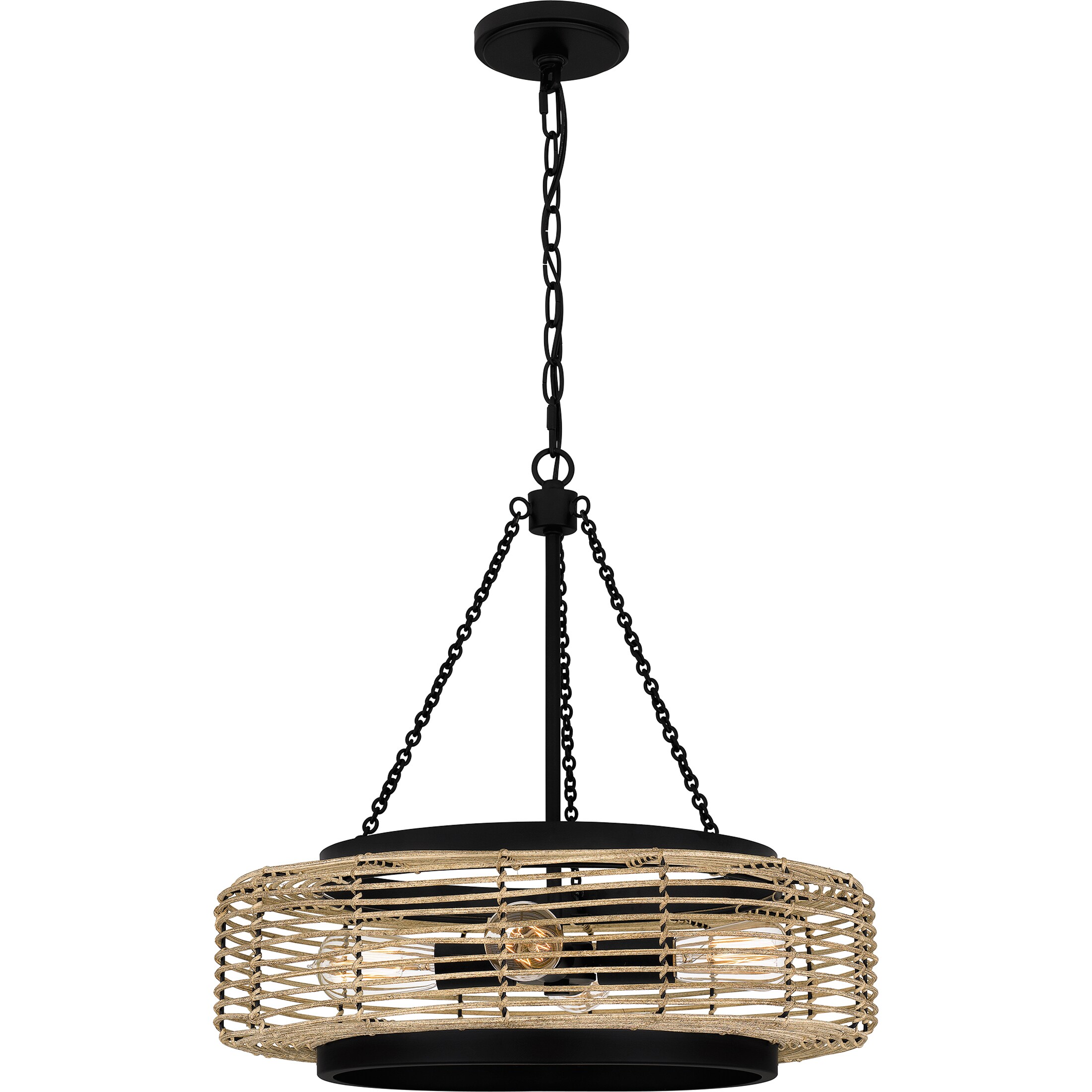 Quoizel QP5573MBK Waylon 4-Light Matte Black Transitional Drum Medium Hanging Pendant Light