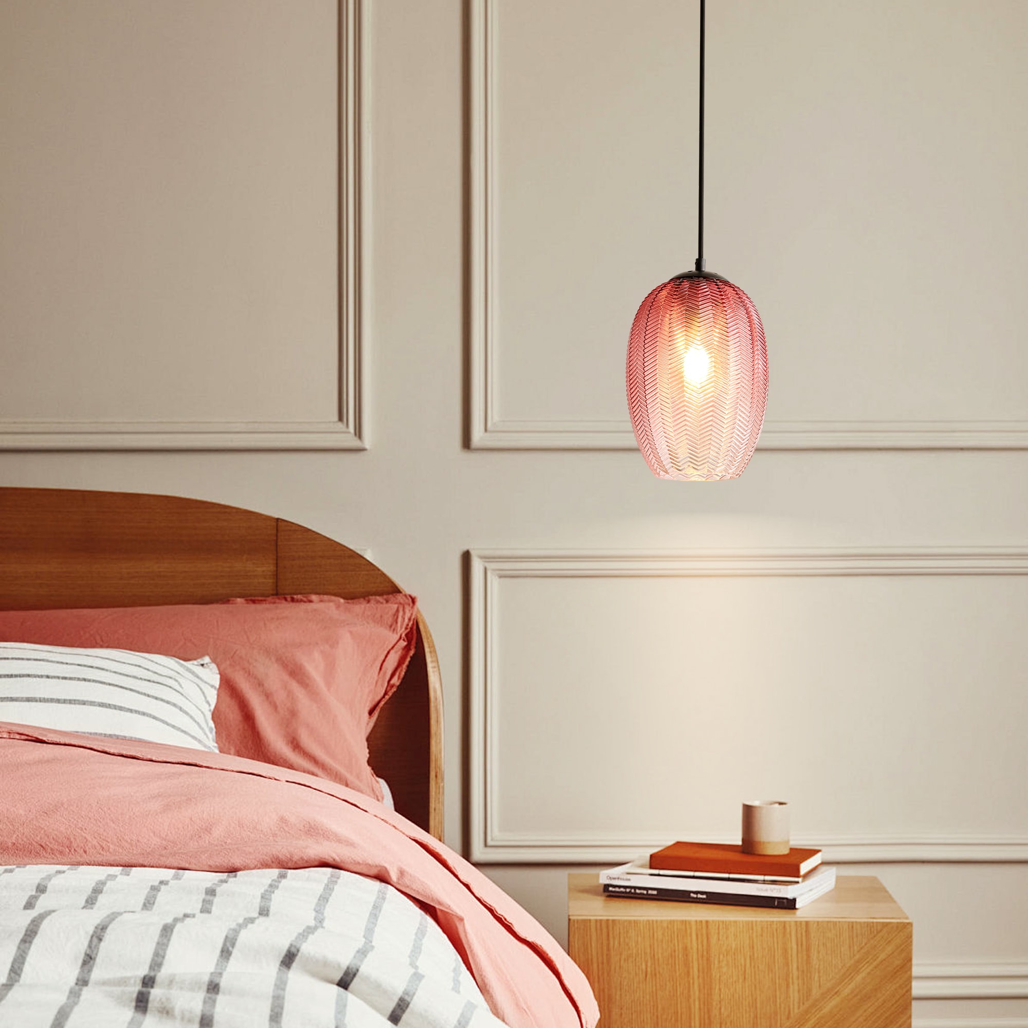 Ozma Orange Aluminum Dome Pendant Light with Adjustable Cord