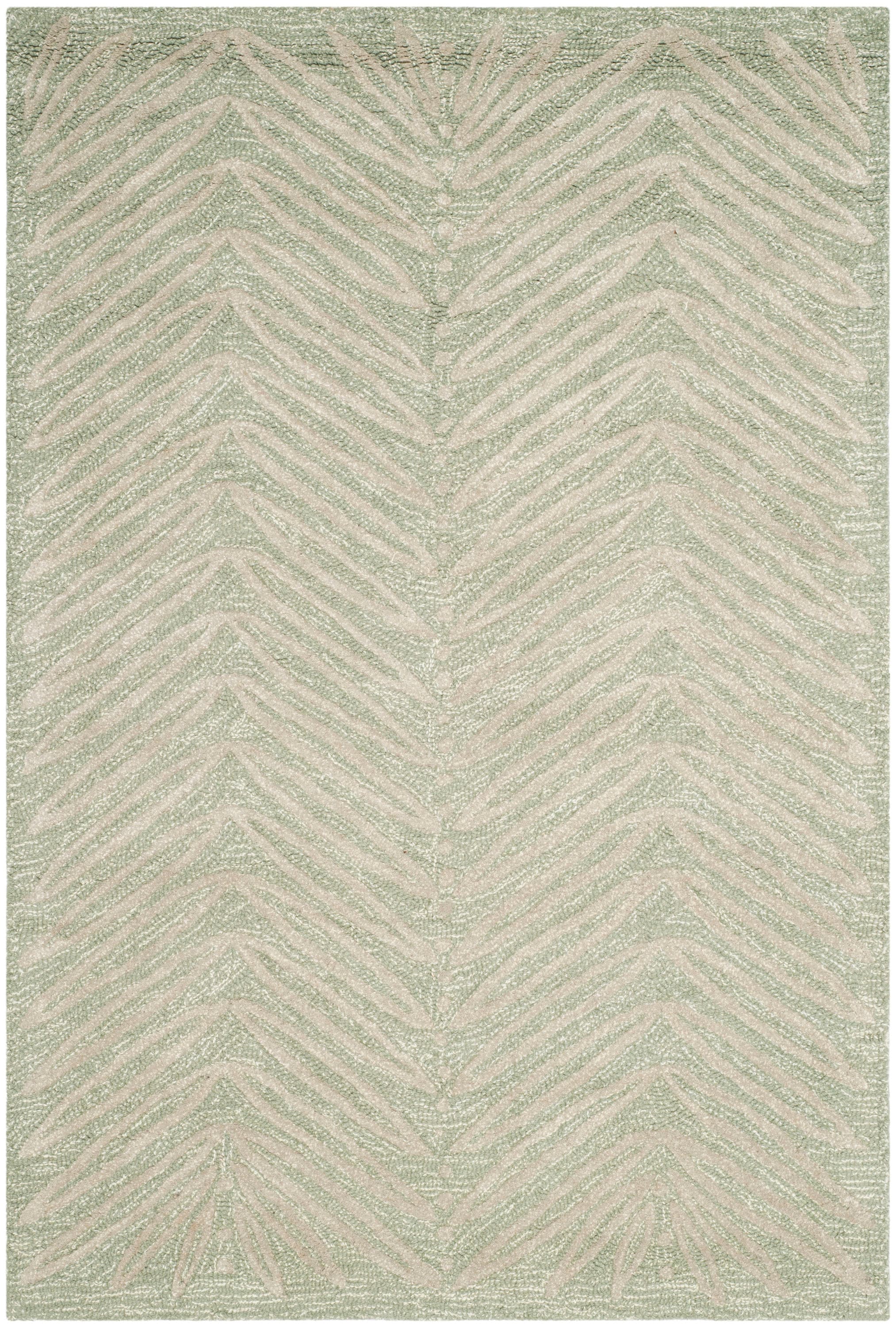 Martha Stewart MSR3612D-4 Chevron Leaves 4 x 6 (ft) Tufted Synthetic Milk Pail Green Rectangular Indoor Abstract Farmhouse/Cottage Area rug