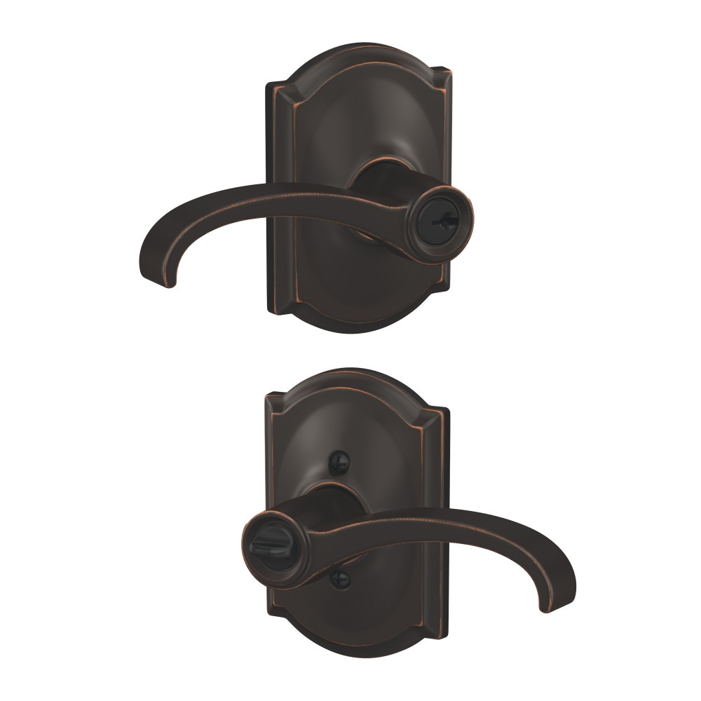 Schlage F51A WIT 716 CAM Custom Custom Whitney - Camelot Aged Bronze Exterior Keyed entry Door Handle