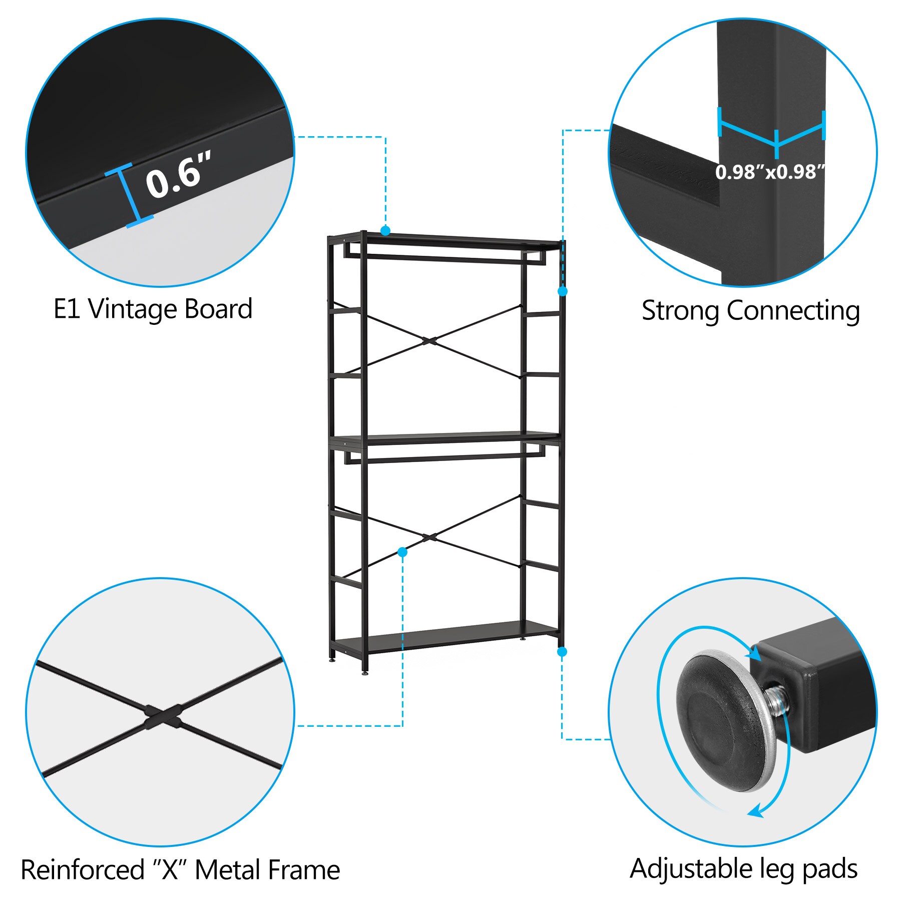 Tribesigns Cynthia 3.94-ft to 3.94-ft W x 7.22-ft H Black