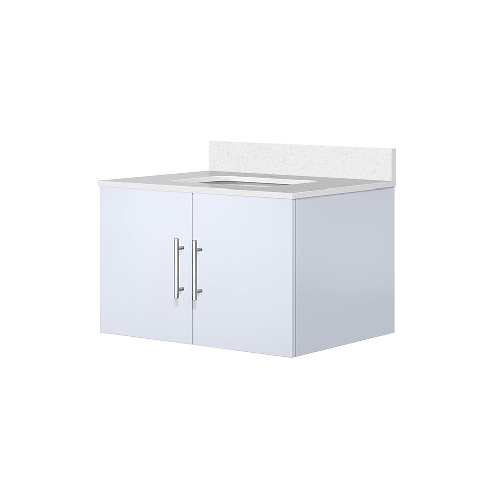Geneva Glossy White 30" Wall-Mount Vanity with Quartz Top