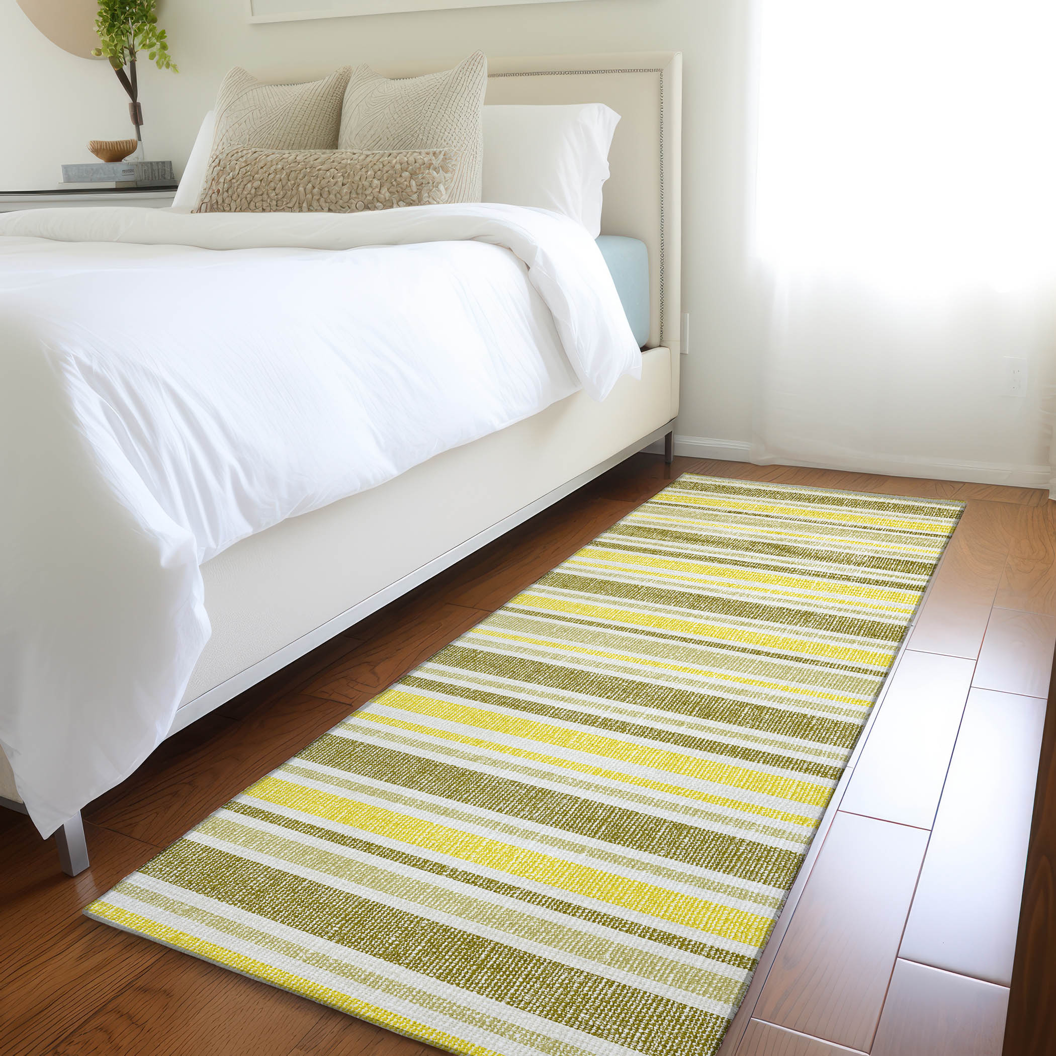 Addison Rugs ACN531KH2X8 Chantille 2 x 7 (ft) Polyester Khaki Rectangular Indoor/Outdoor Stripe Machine washable Area rug