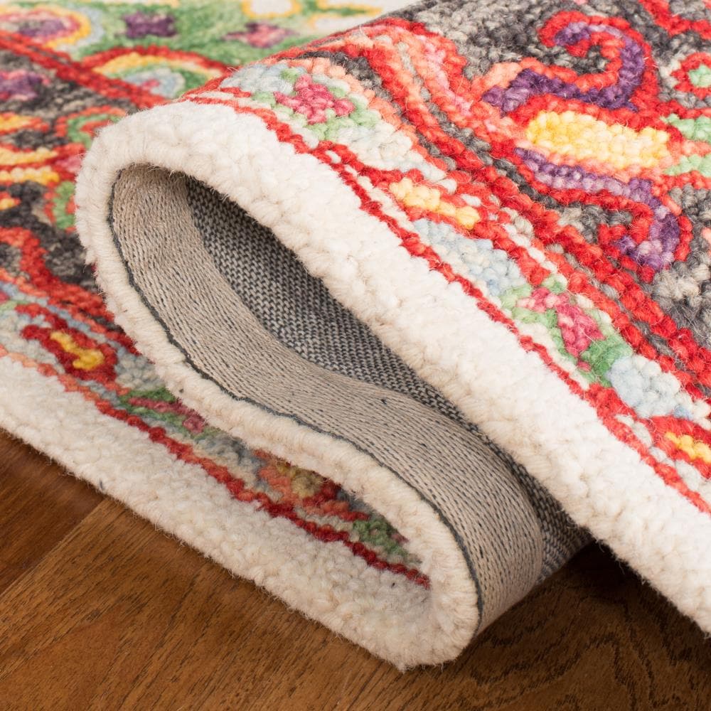 Trace TRC524 Hand Tufted Area Rug - Ivory/Red - 6'x6' - Safavieh.