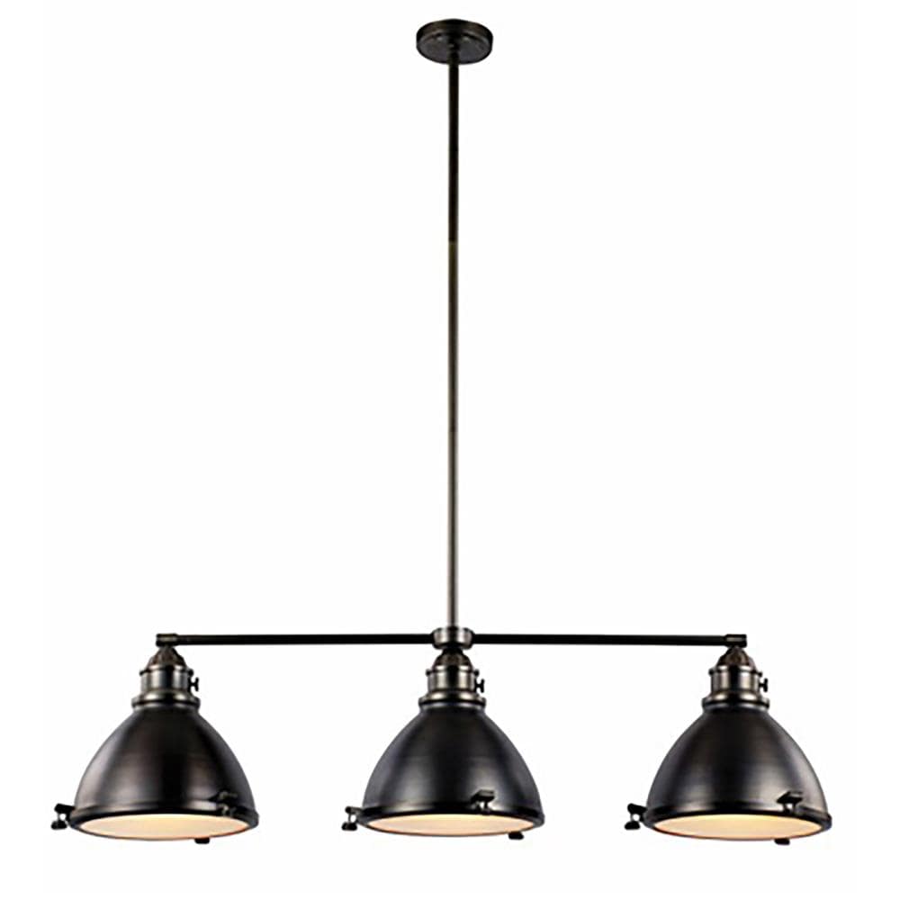 Lucid Lighting PND-1007 WB 3 -Light Weathered bronze Coastal Textured glass Dome Medium Hanging Kitchen island light