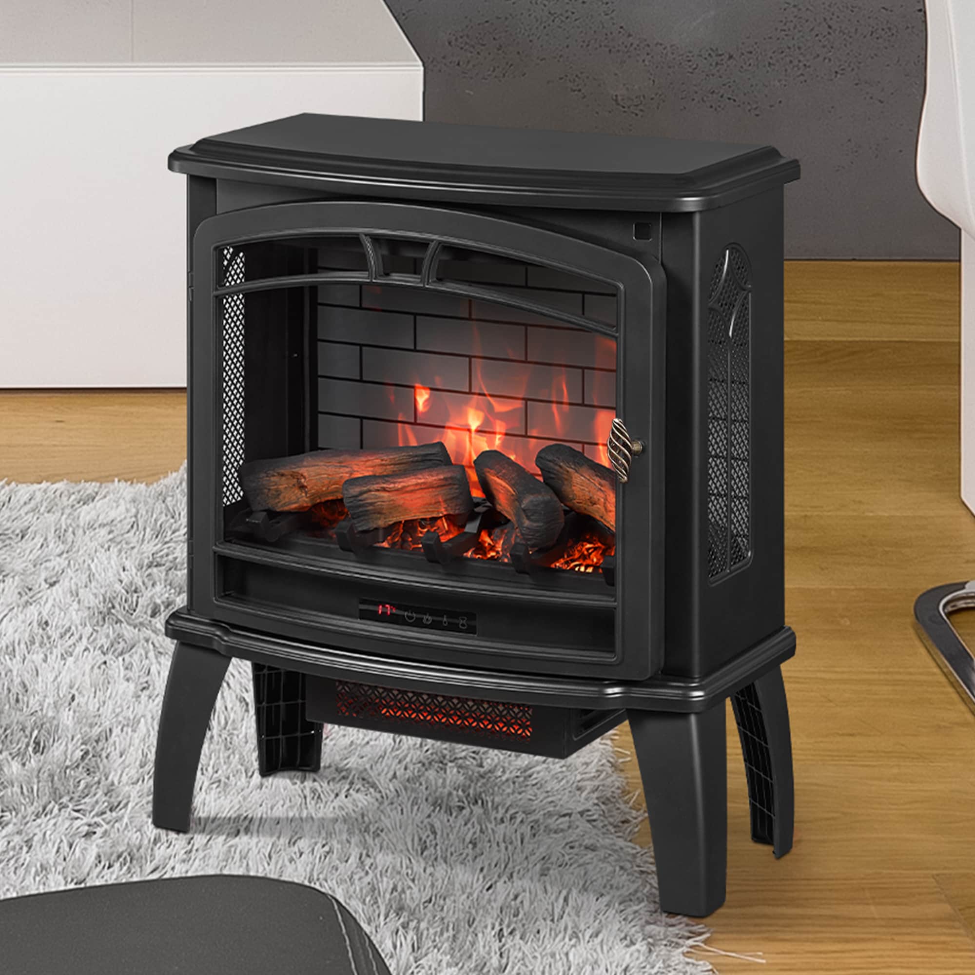 Style Selections 19.5-in W 5200-BTU Black Metal Infrared Quartz Electric  Stove with Thermostat in the Electric Stoves department at
