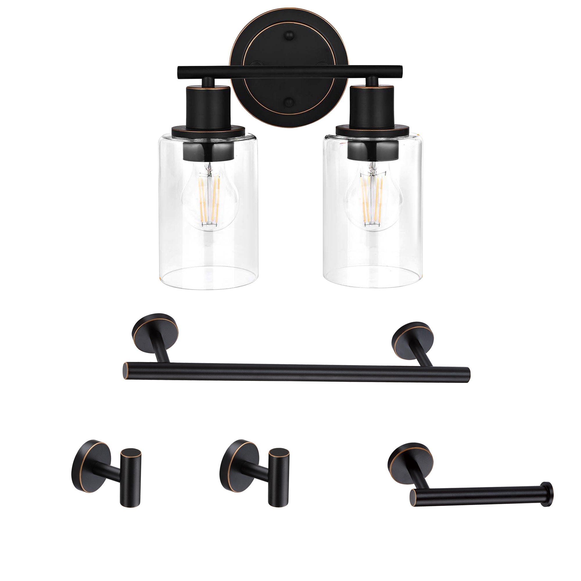 Hukoro F41002-VL5-ORB GLA 5-Piece Bathroom set 10-in 2 -Light Matte Bronze Traditional Vanity light