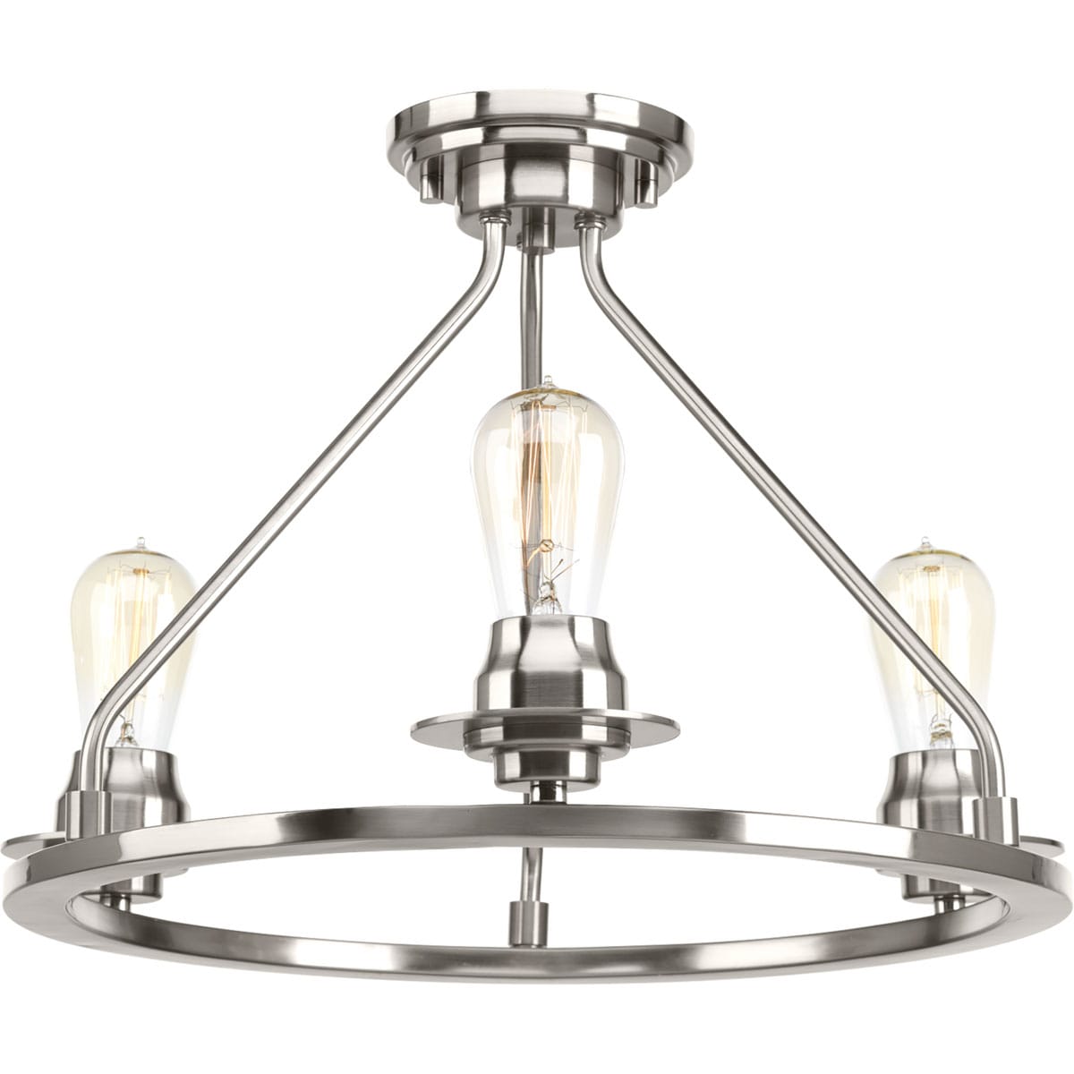 Progress Lighting P350036-009 Debut 3 -Light 19.87-in Brushed Nickel Semi Flush Mount Light