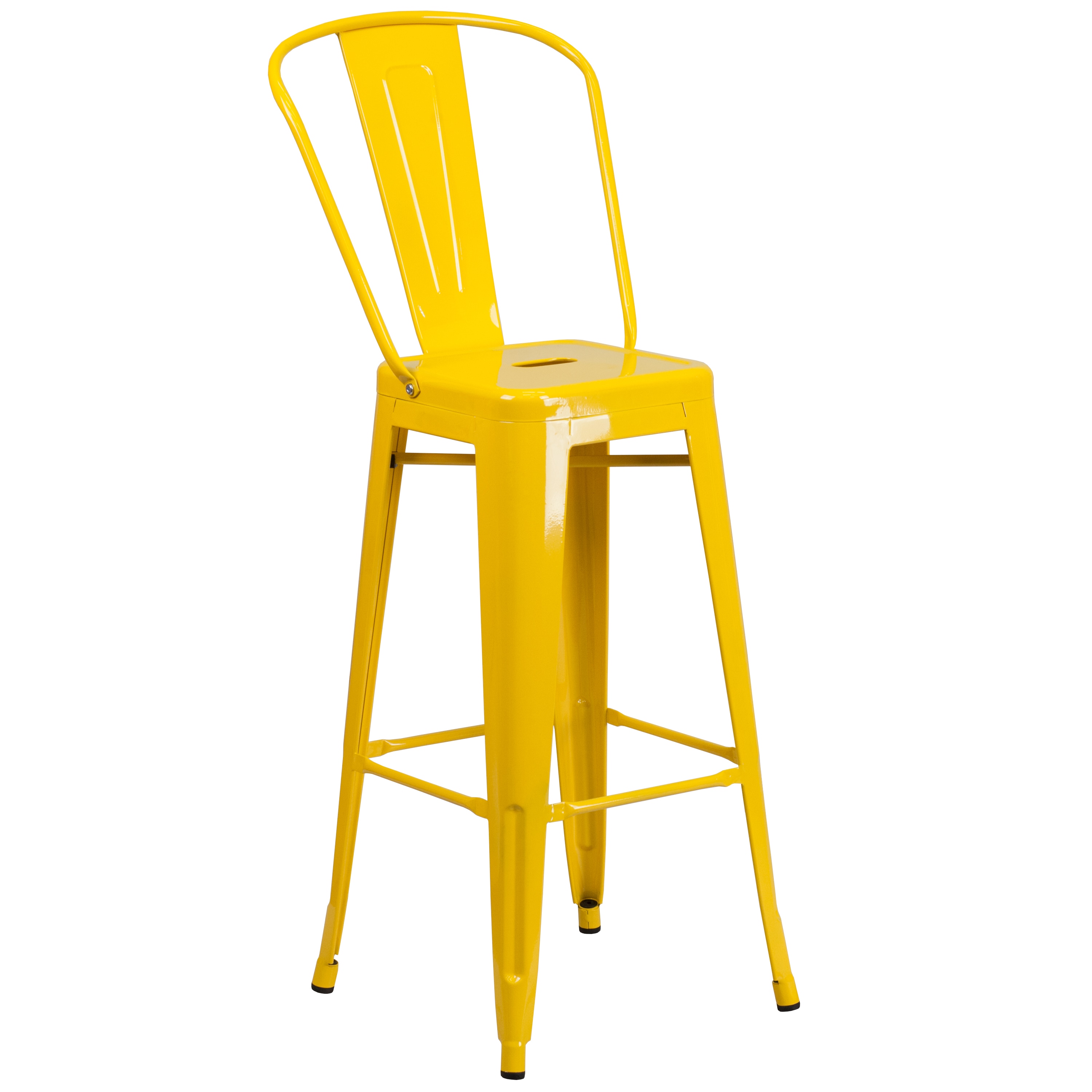 Flash Furniture 889142013730 Kai Yellow 30.25-Inches H Bar height Square seat Stackable Metal Bar Stool and Back