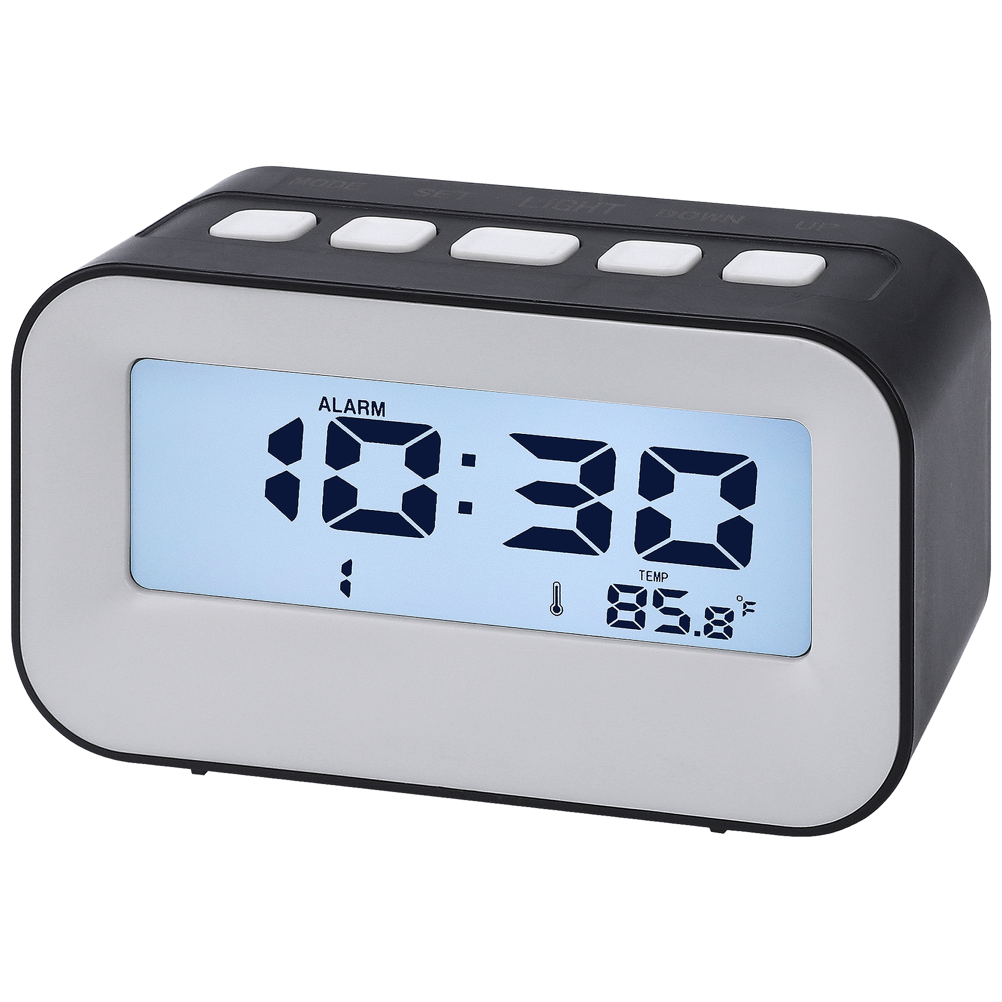Unique Bargains Battery Powered Alarm Clock with Smart Dual Display - Shows Time and Temperature for Bedroom Dual Alarms Black