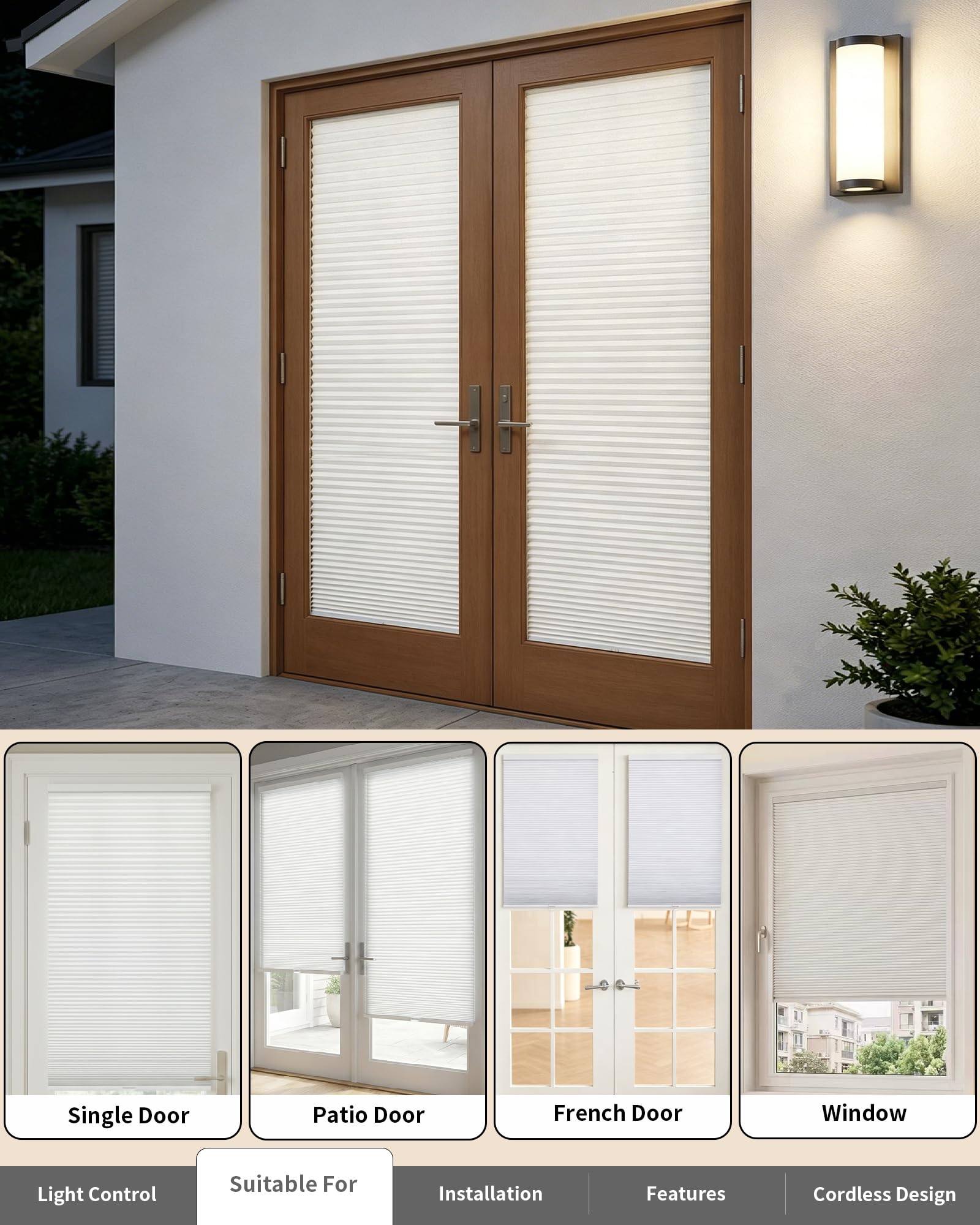 LazBlinds Cordless Cellular Shade 30 in W x 78 in H White Light ...
