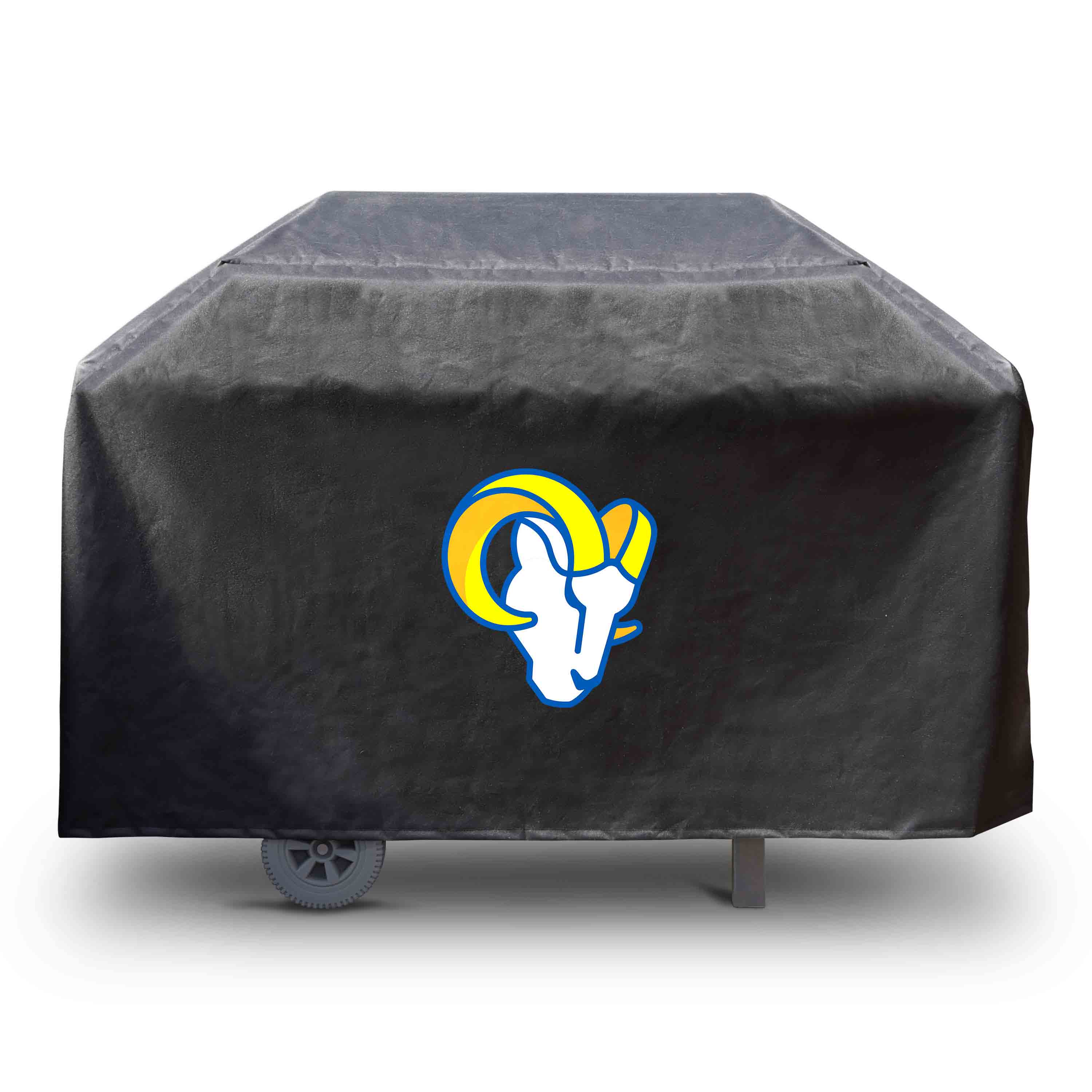 FANMATS 41150 Los Angeles Rams 4 burner grill cover 68-in W x 35-in H Black Fits most Cover