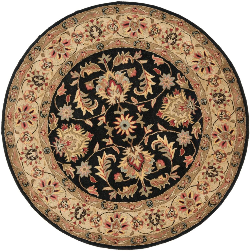 Safavieh HG957A-6R Heritage Dymak 6 x 6 (ft) Tufted Wool Black/Beige Round Indoor Floral/Botanical Oriental Area rug