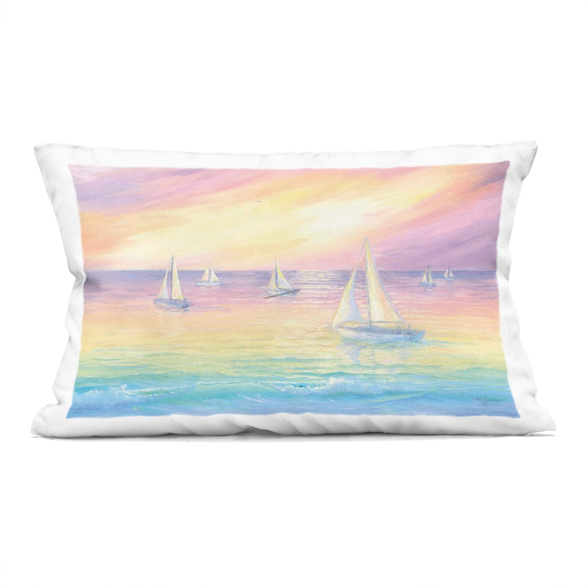 Stupell Industries  Prismatic Rainbow Hued Seascape Decorative Printed Throw Pillow design by Georgia Janisse 14 x 20