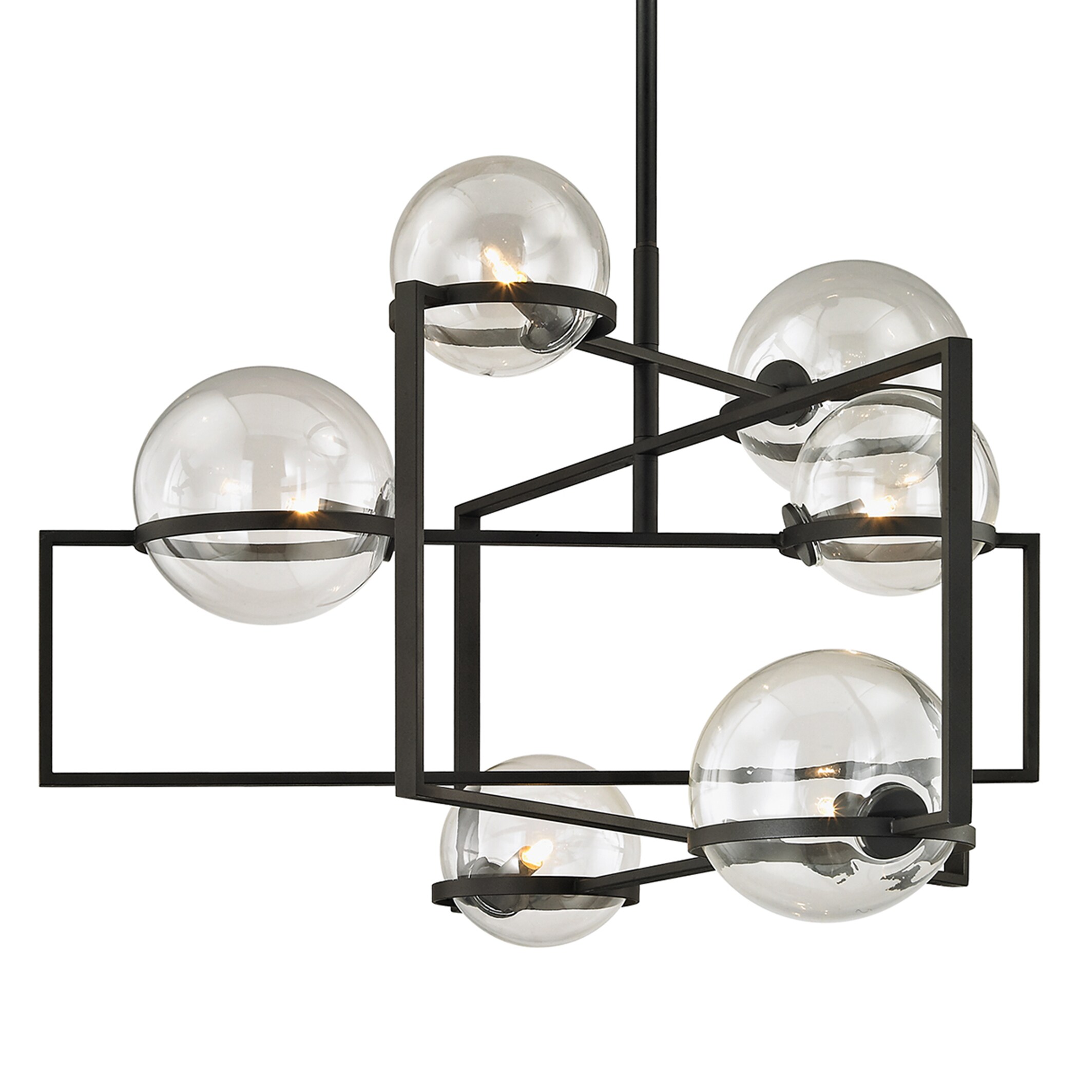 Troy Lighting F6226 Elliot 6-Light Textured Black Transitional Geometric Hanging Pendant Light