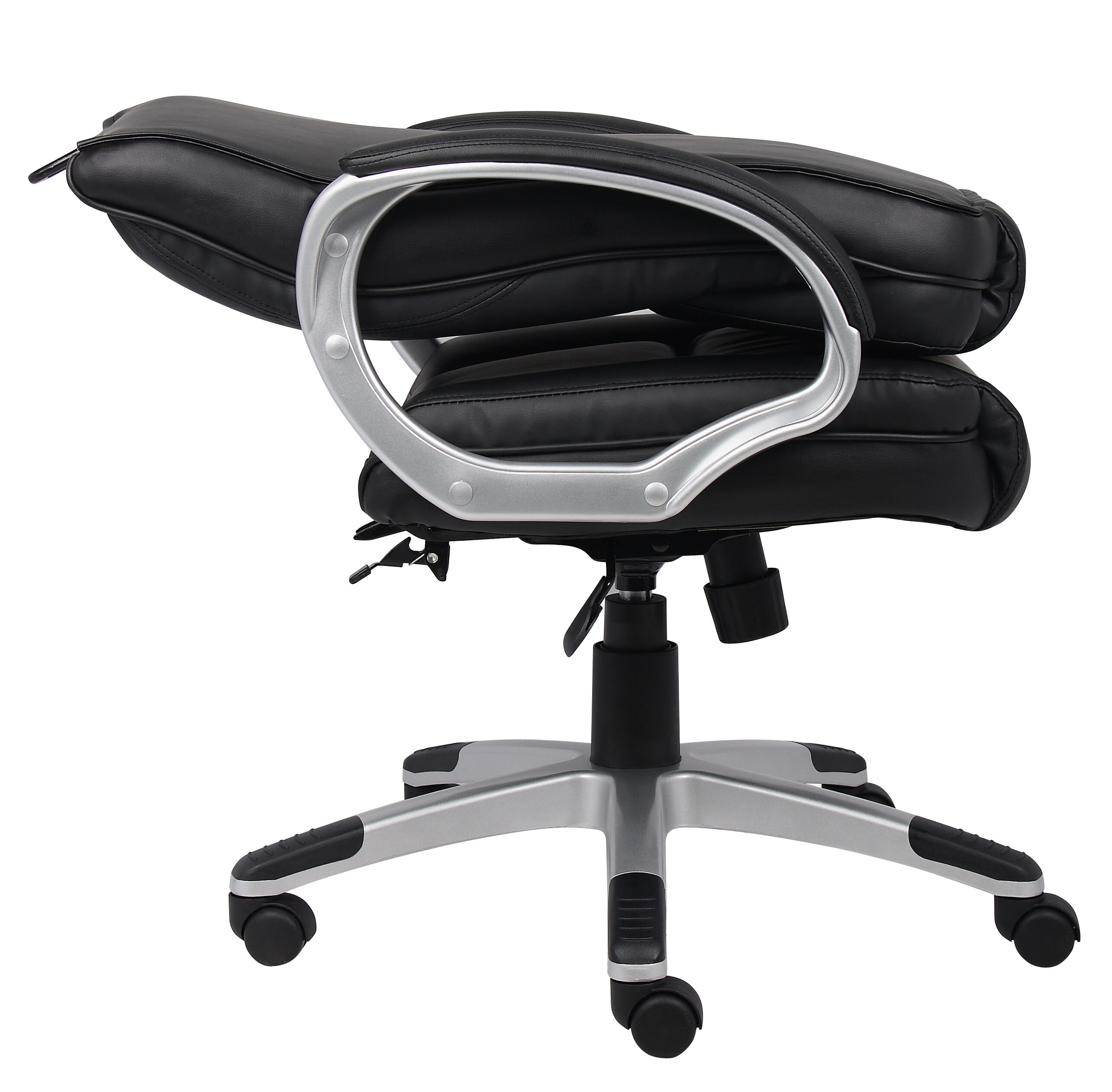 Ergonomic High-Back Swivel Executive Chair in Black LeatherPlus