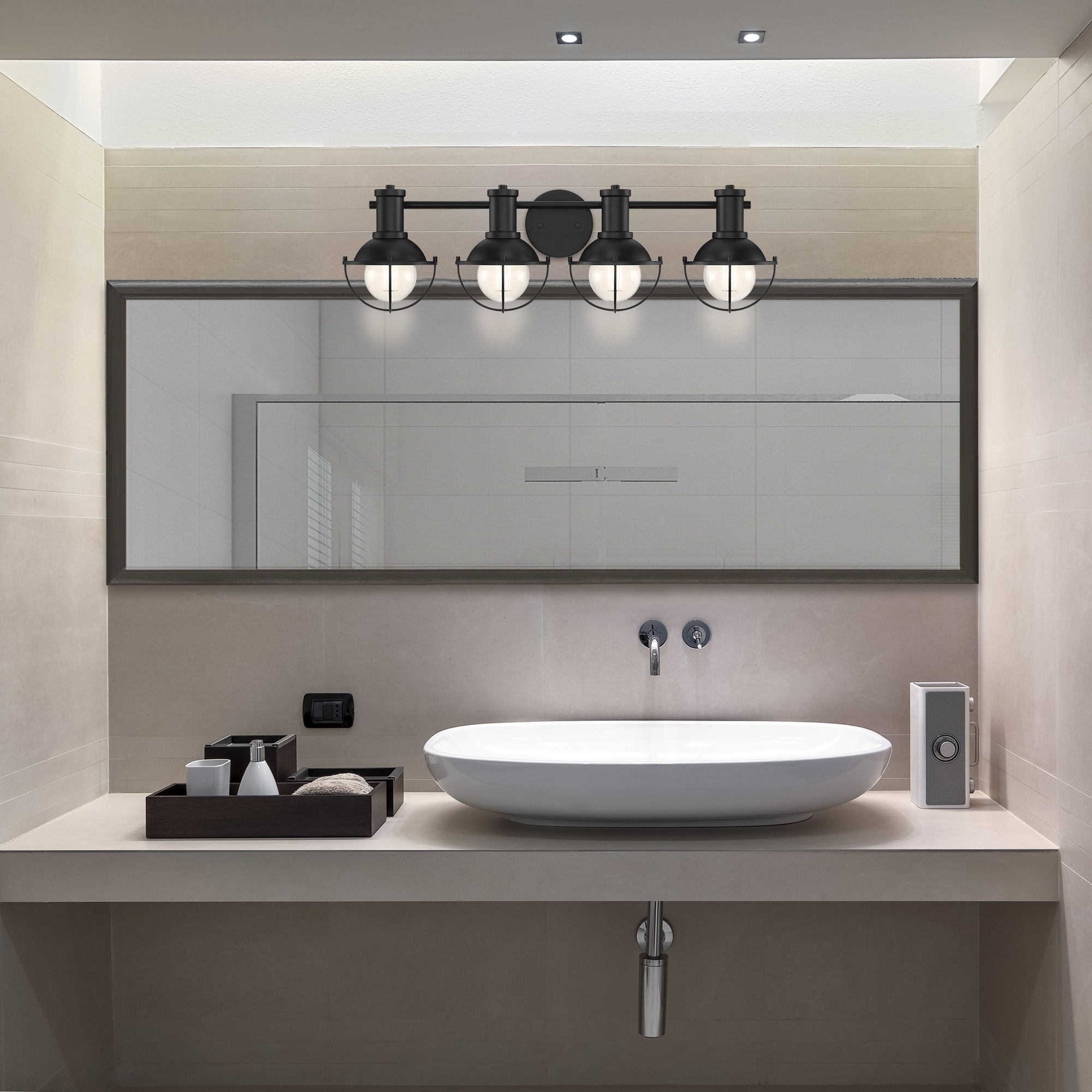 Dalton 31" Matte Black and Brushed Gold Vanity Light