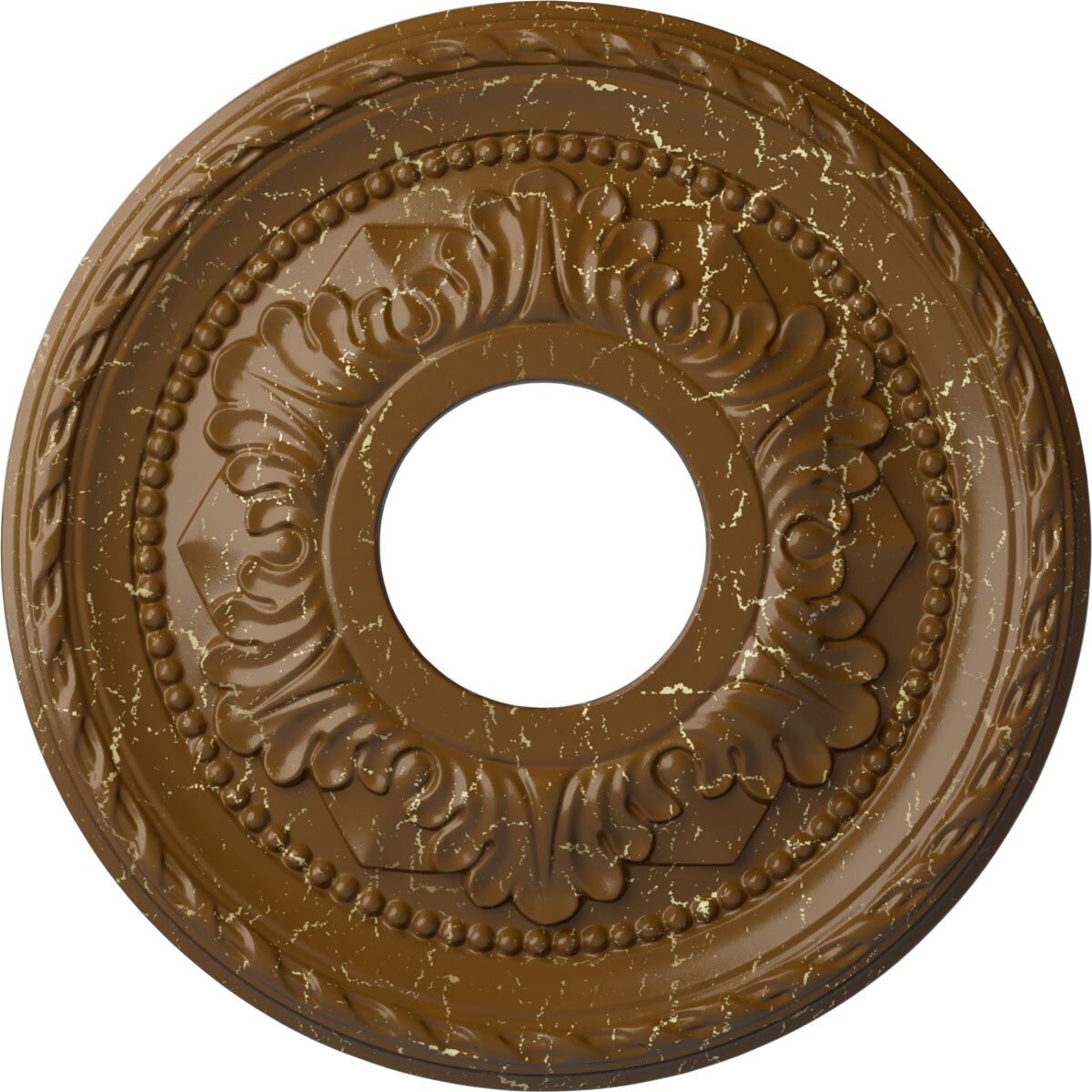 Ekena Millwork CM12PMSTC Palmetto 12.125-in W x 12.125-in L Painted Smokey Topaz Crackle Polyurethane Whole Ceiling Medallion