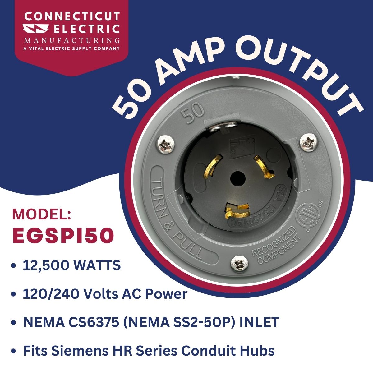 Connecticut Electric EGSPI50 Generator-Power-Inlet-Boxes - View #4