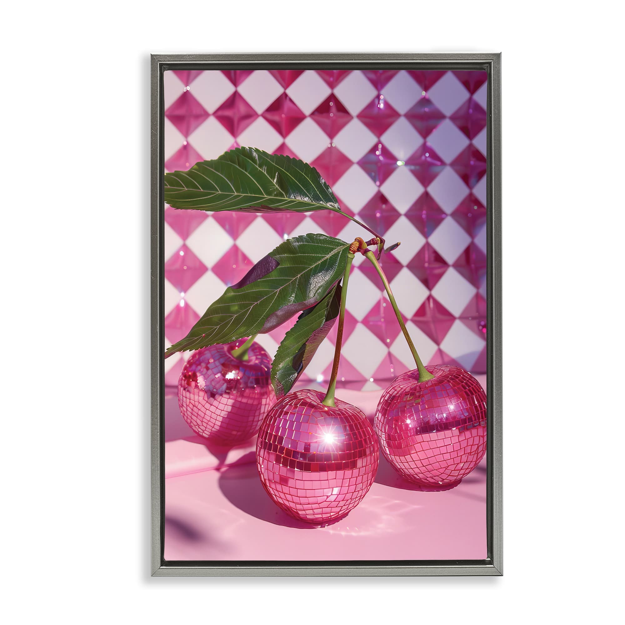 Stupell Industries BT-658-FFL-16X24 Groovy Cherry Disco Balls Floating Frame design by LSR Design Studio