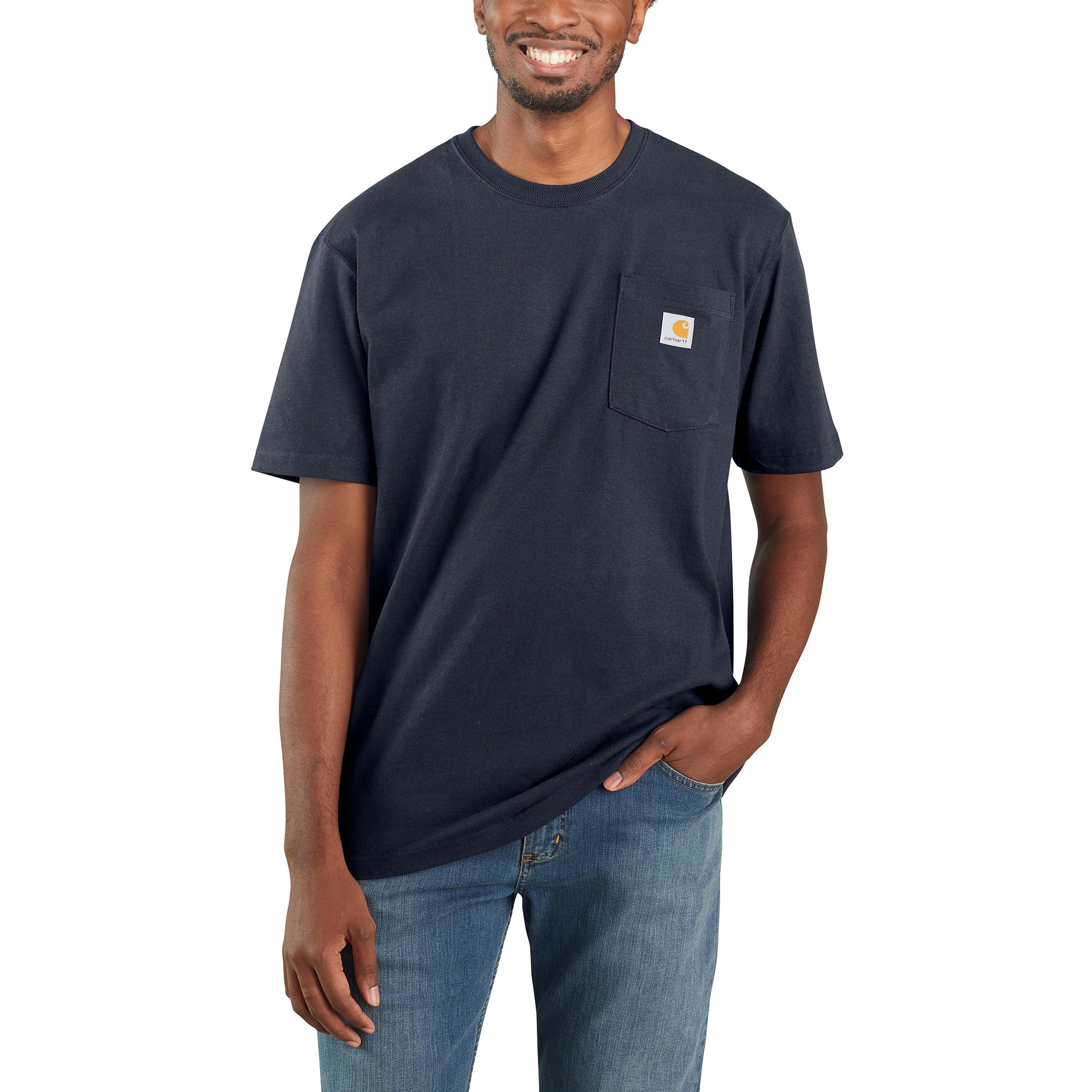 Carhartt K87-NVY2XLREG Workwear Men's Blue Heavy weight Knit Short sleeve Solid T-shirt ( 2XL )