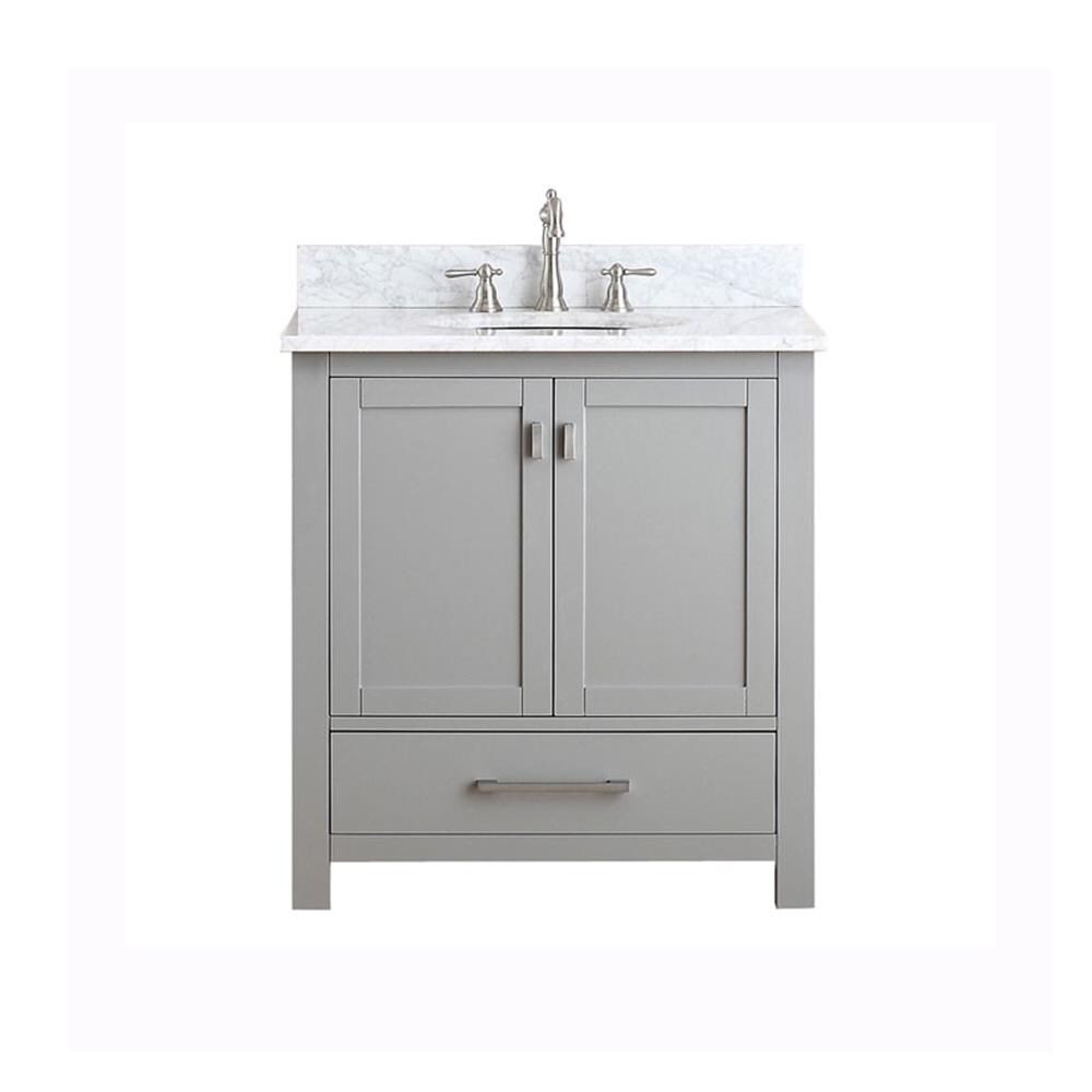 Avanity MODERO-VS30-CG-C Modero 31-in Chilled Gray Undermount Single Sink Bathroom Vanity with Carrara White Natural Marble Top