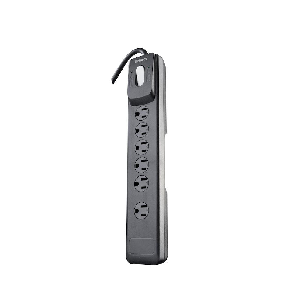 Woods 41494 6 -Outlet 1440 Joules 1800 -Watts 1800VA Black Indoor AC Surge Protector