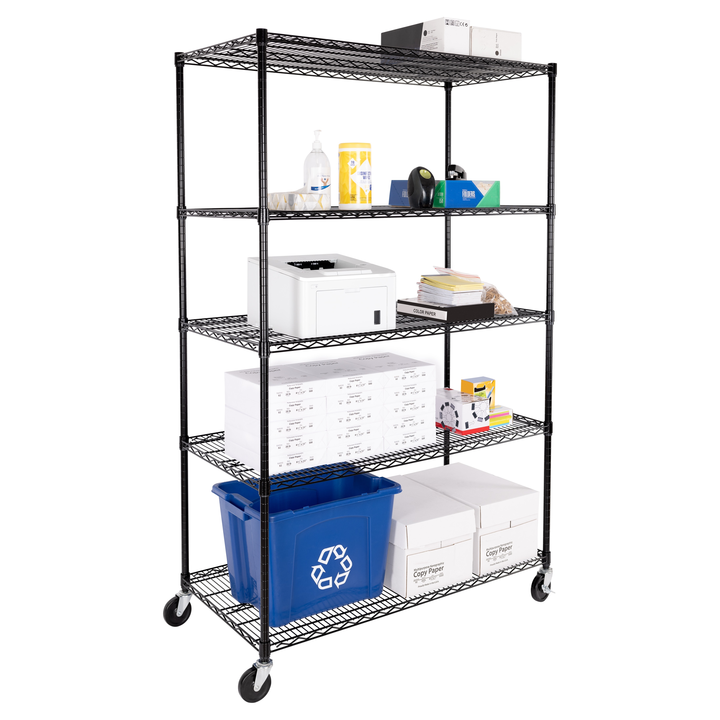 UltraDurable Black Adjustable Steel Wire Shelving Unit, 5-Tier