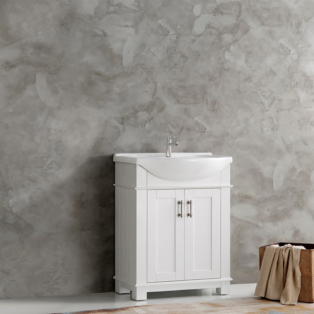 Hartford 30" White Solid Wood Freestanding Bathroom Vanity with Ceramic Sink