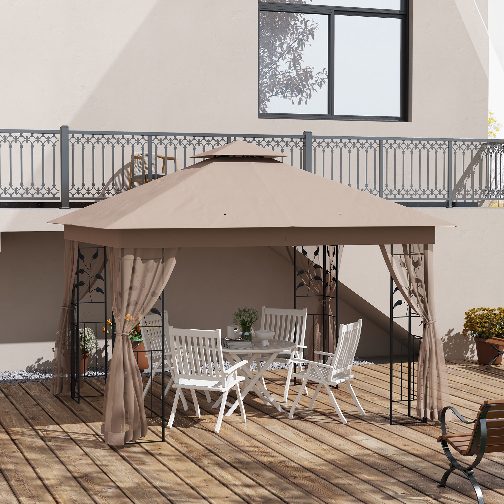 Outsunny 84C-100V01BN Wood-Resin-Gazebos - View #2
