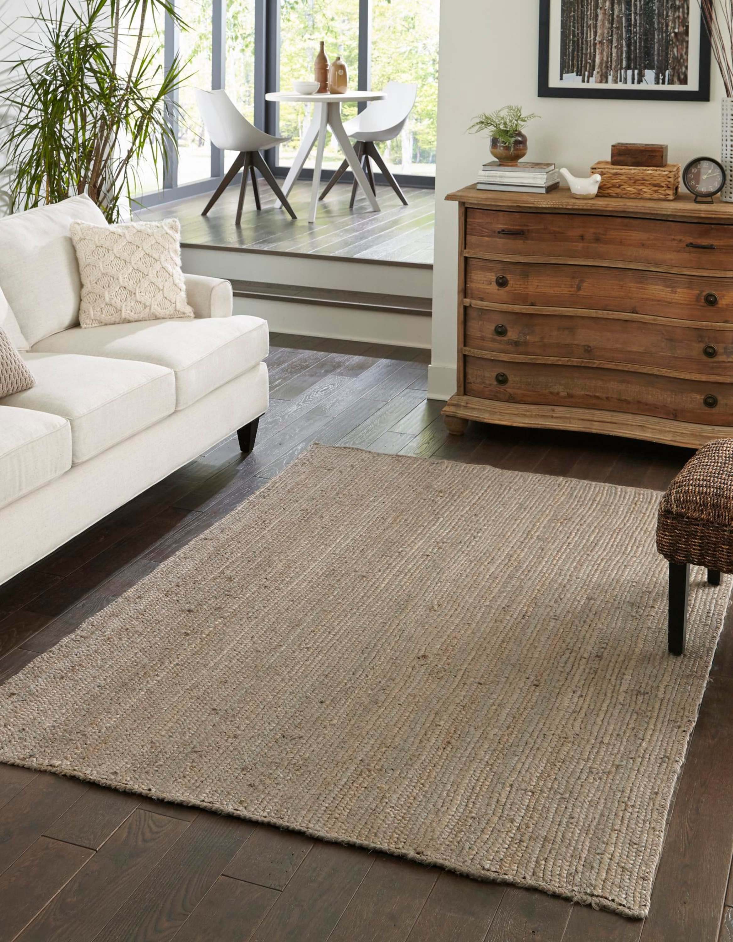 Unique Loom 3181344 Braided Jute 2 x 4 (ft) Braided Jute Gray Half-round Indoor Solid Area rug