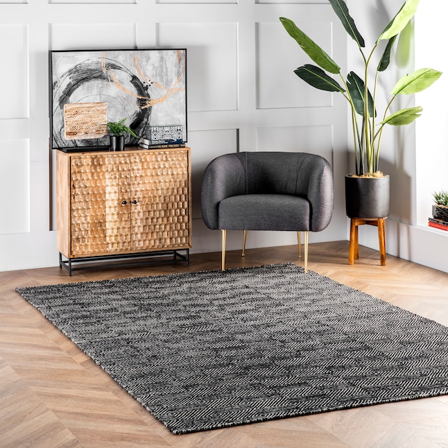 Nuloom Ago 4 X 6 Ft Wool Black Indoor Geometric Area Rug In The Rugs Department At Lowes Com