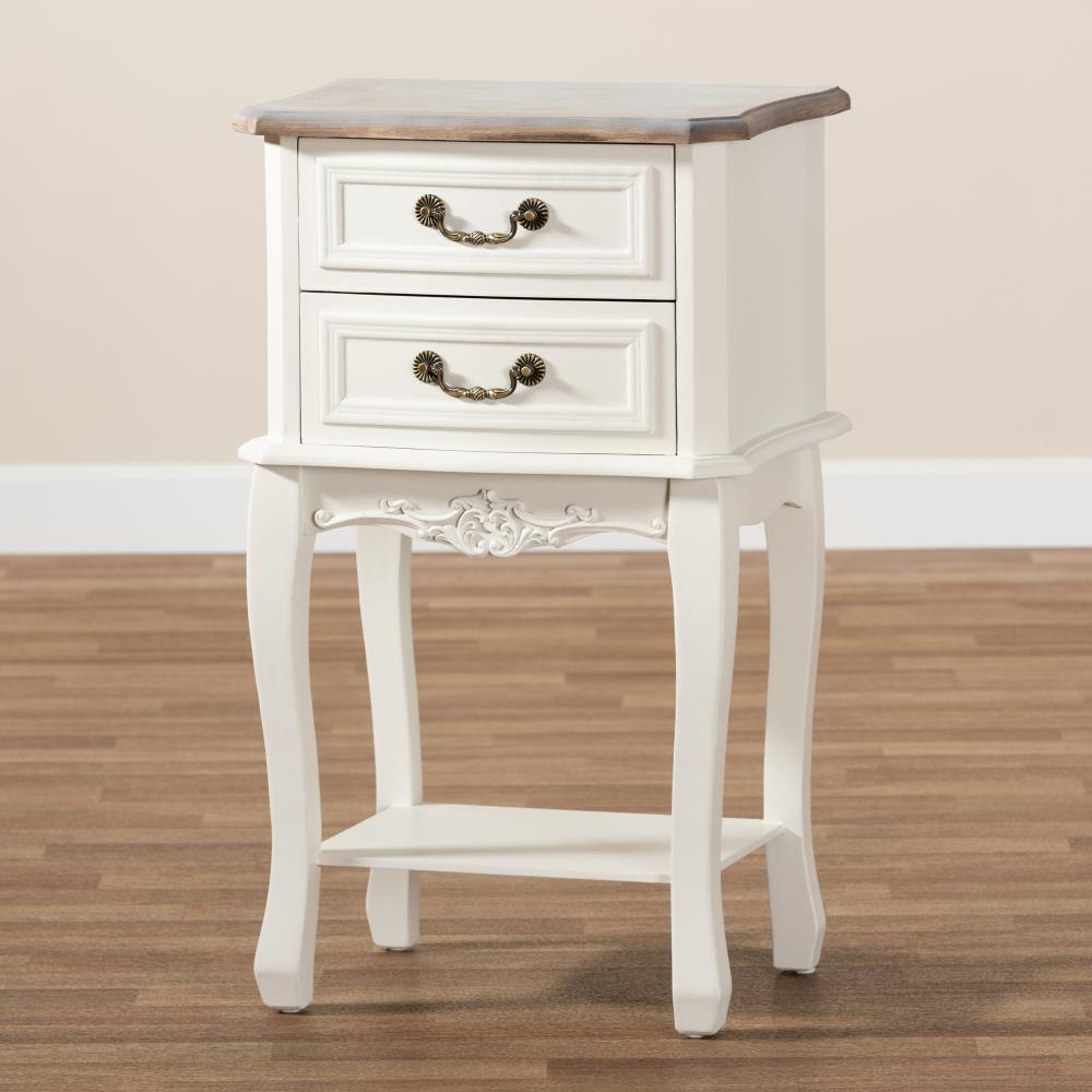 Baxton Studio Amalie White/Oak Nightstand in the Nightstands department ...