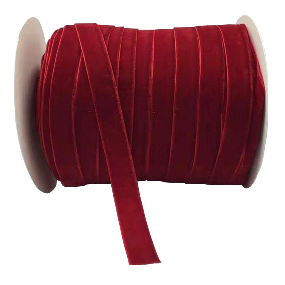 Afoxsos Velvet Ribbon Roll Red 10 Yards Soft Single Faced Nylon 5 Eight Inch Wide for Gift Wrapping Choker Necklace Home Decor Hair Bows Crafts #L05AF08060