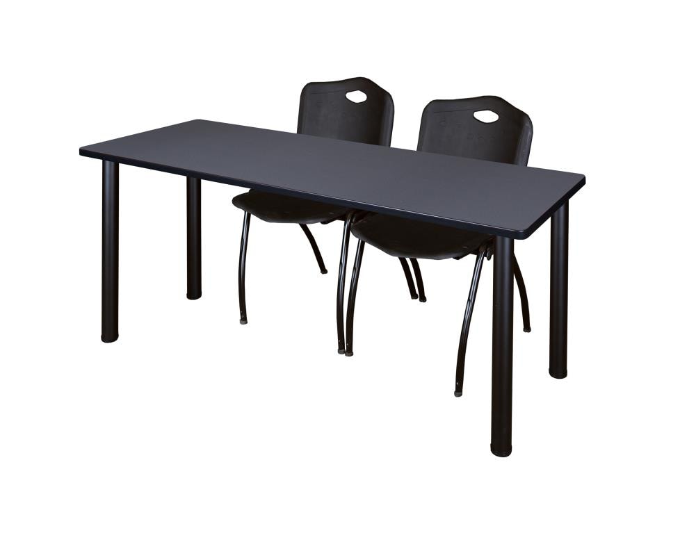 Regency MT6624GYBPBK47BK Training Gray 4-Person Training Table (66-in W x 29-in H)
