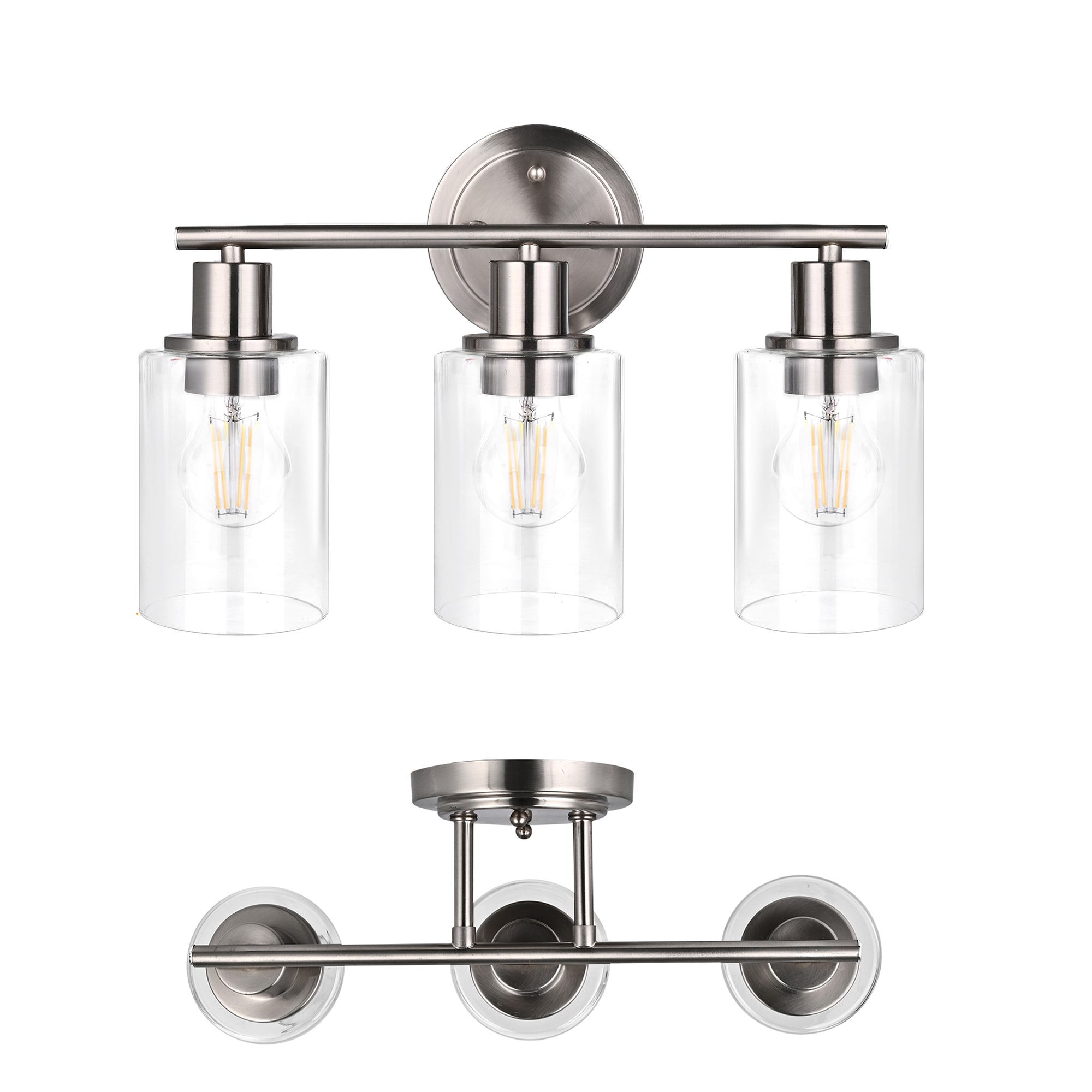Hukoro FL41003-VL-BN GLA 17-in 3 -Light Brushed Nickel Traditional Vanity light