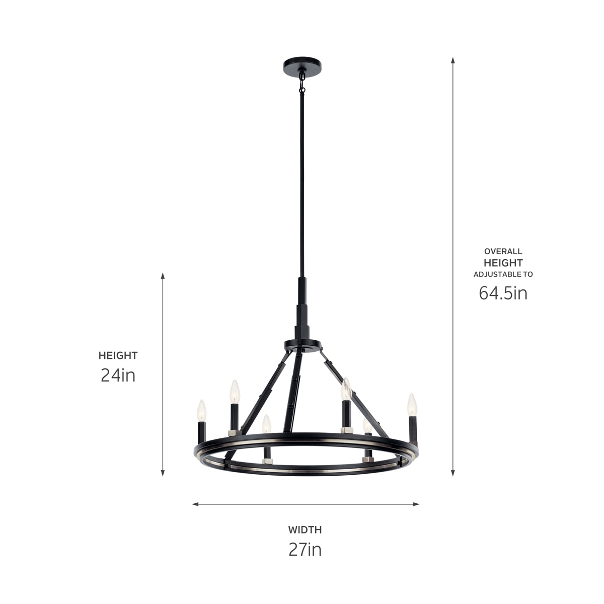 Kichler Emmala 6-Light Black Vintage Dry rated Chandelier in the ...