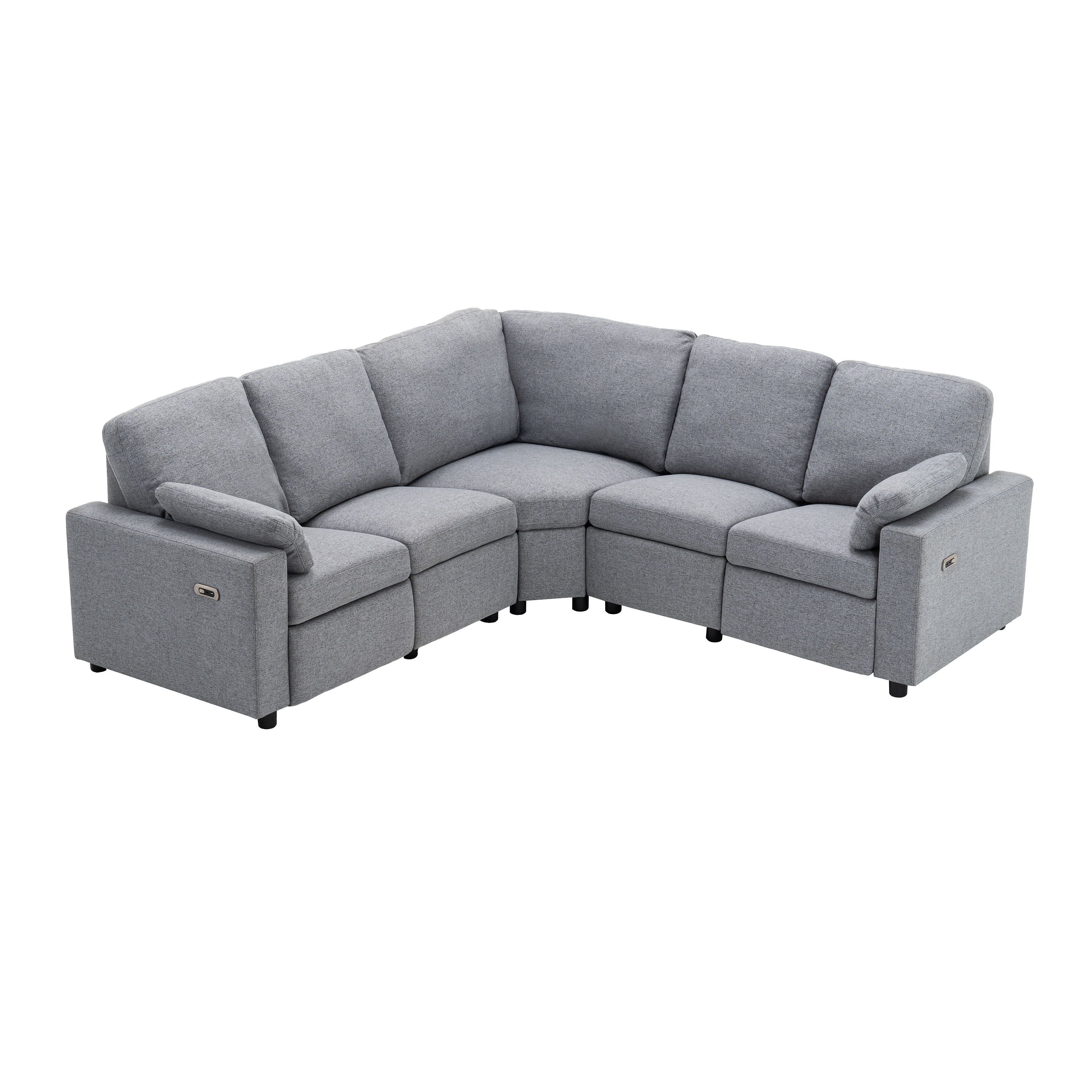 Qualler FSUSOR159E 88.9-in Modern Gray Linen 5 -seater Reclining Sectional