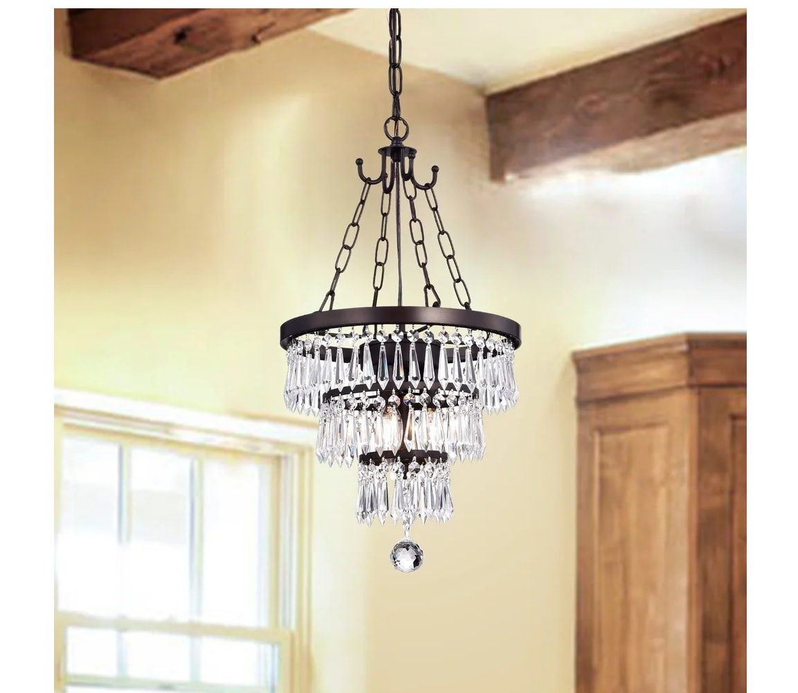 Home Accessories Inc RL8192AB 3 -Light Antique Bronze Traditional Crystal For Use in Bedrooms, Dining Rooms, Foyers, Kitchens, Living Rooms Chandelier