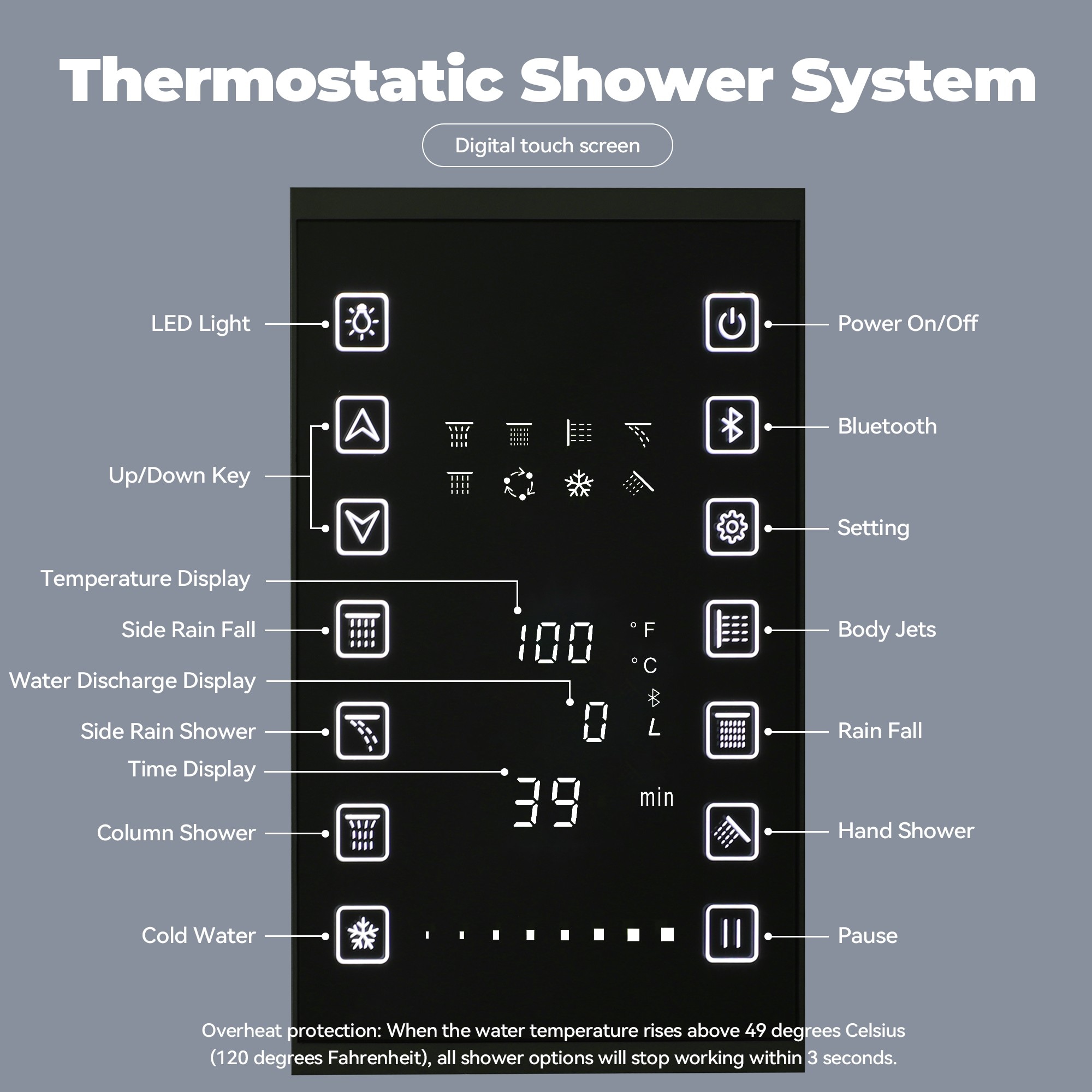 CASAINC BR01011HHCKMB Showerhead-Bar-Panels - View #12