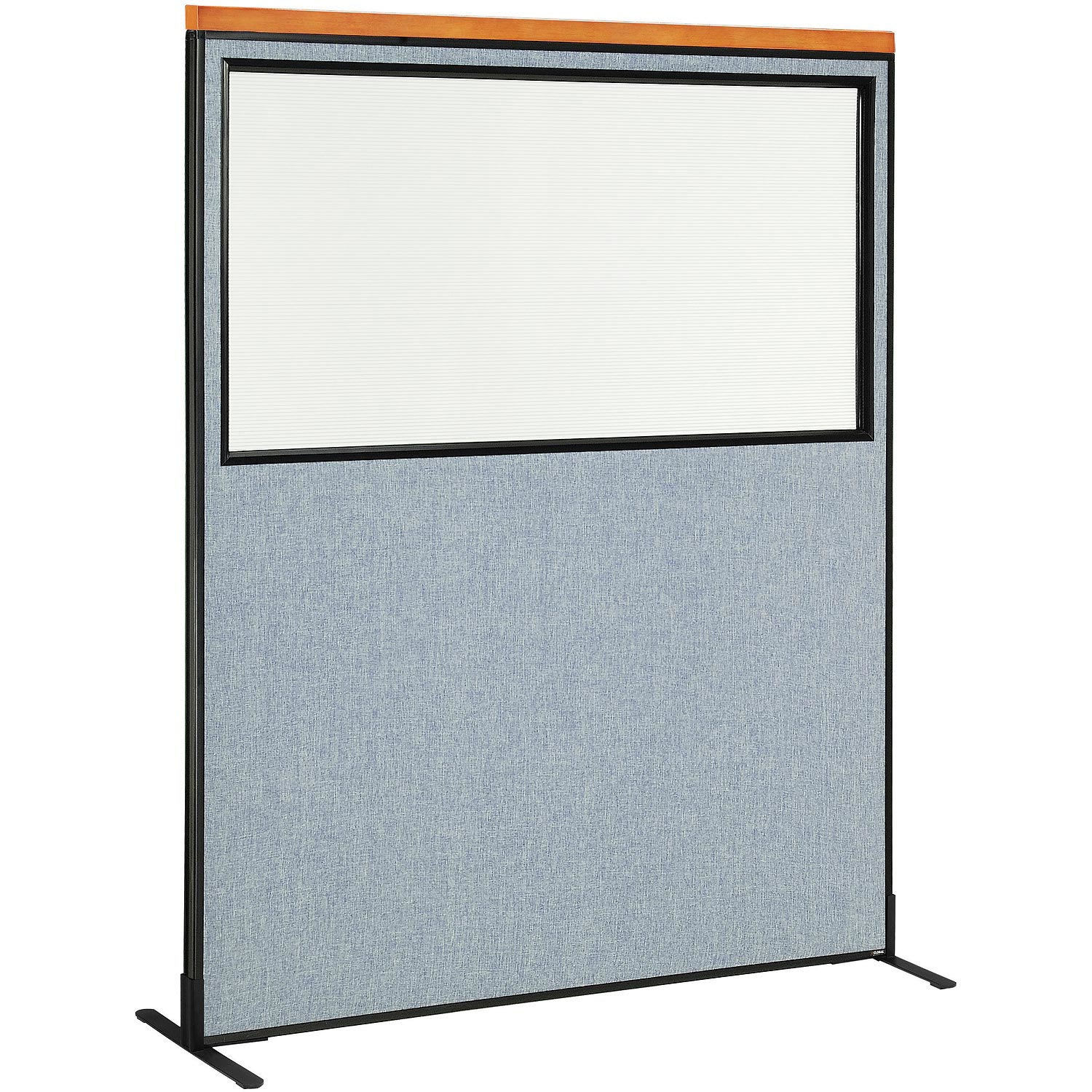 Global Industrial 695794WFBL 60-14-inW x 97-12-inH Deluxe Freestanding Office Partition Panel with Partial Window Blue