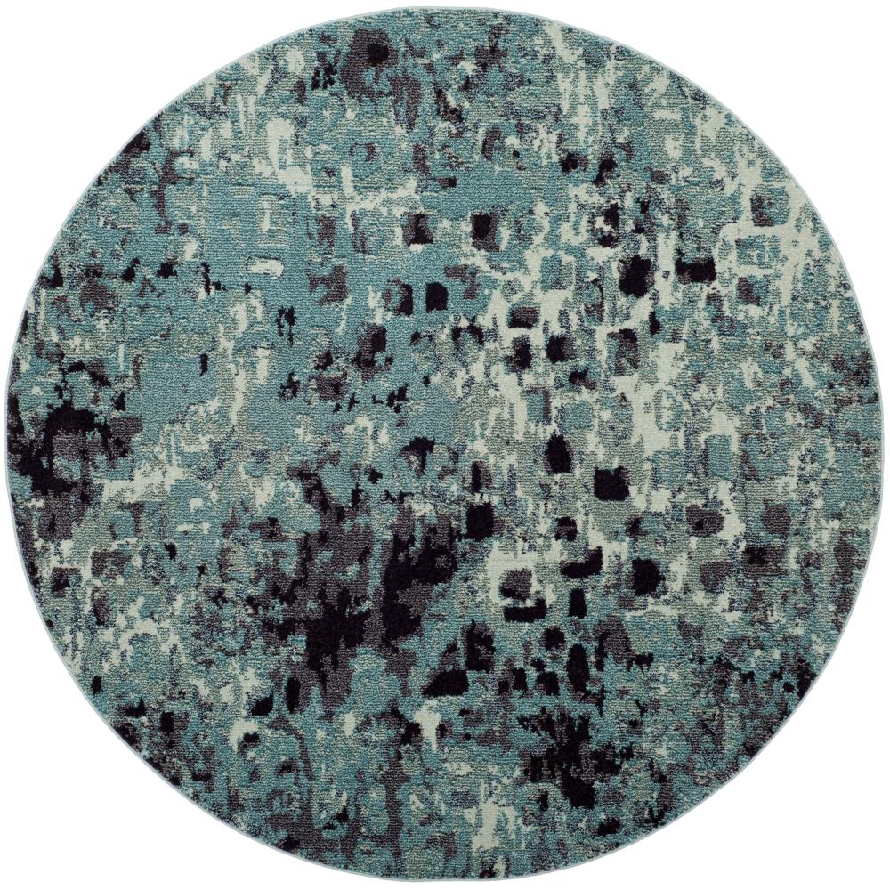 Safavieh MNC225J-7R Monaco Gogh 7 x 7 (ft) Loomed Polypropylene Teal Round Indoor Abstract Bohemian/Eclectic Area rug
