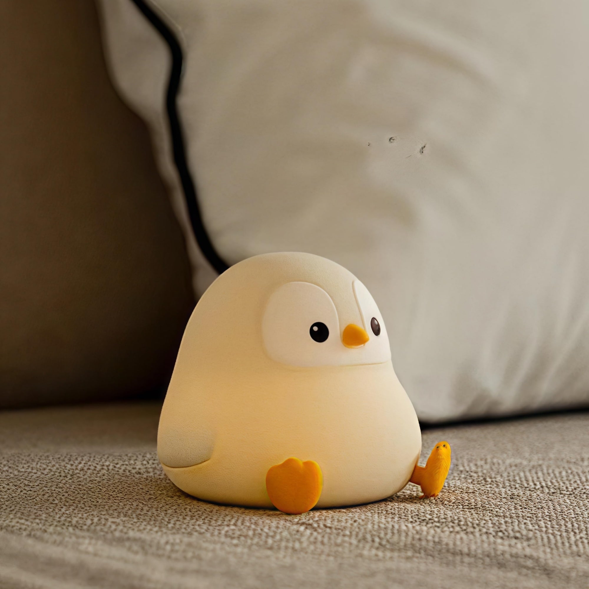 Oyezvary  Penguin Night Light Touch Control Soft Silicone LED Nursery Lamp 2 Level Dimmable Portable Baby Kids Room Decor 1 Piece White